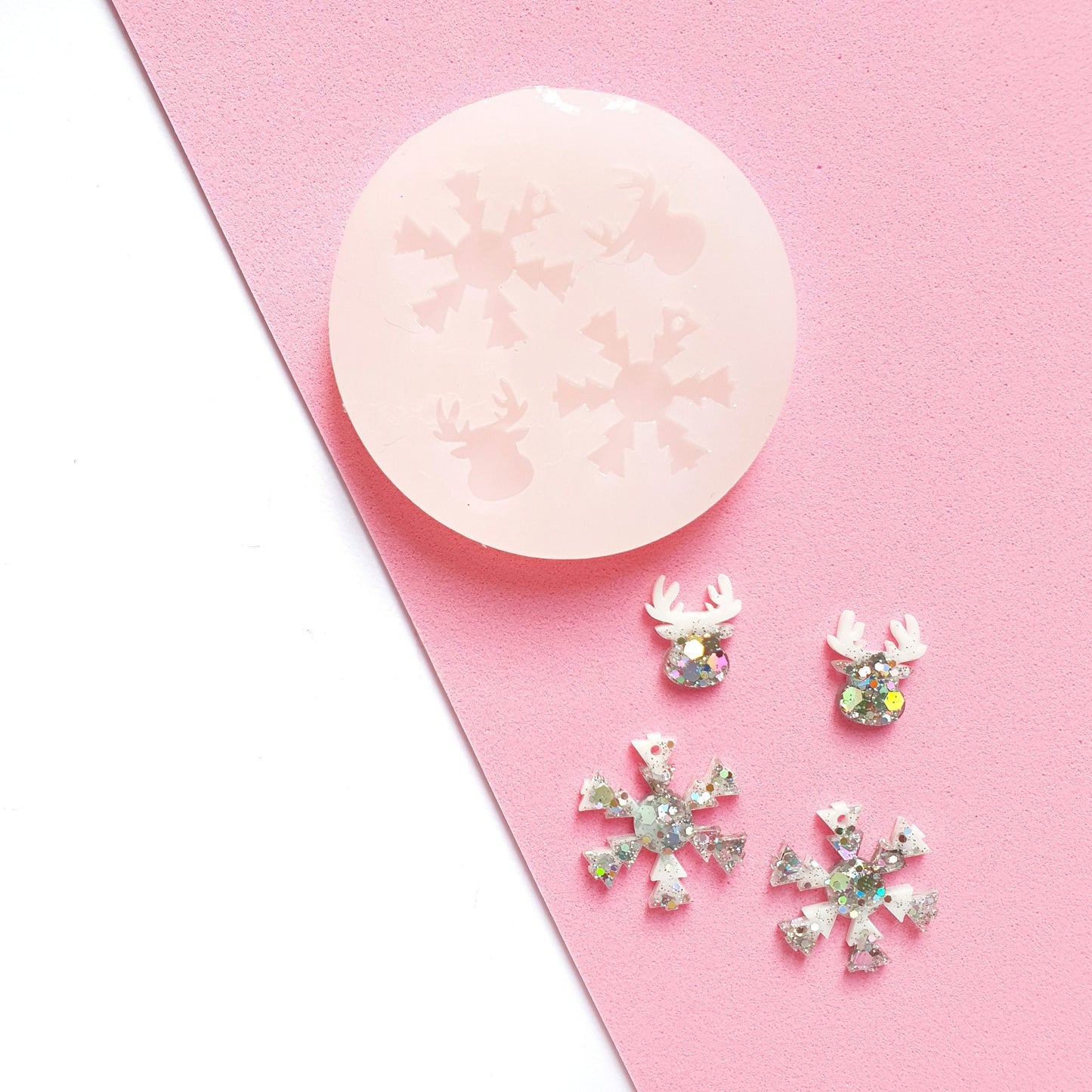 Silicone earrings mold "Christmas" for resin and epoxy mould for jewelry "Reindeer, Snowflake" - Luxy Kraft