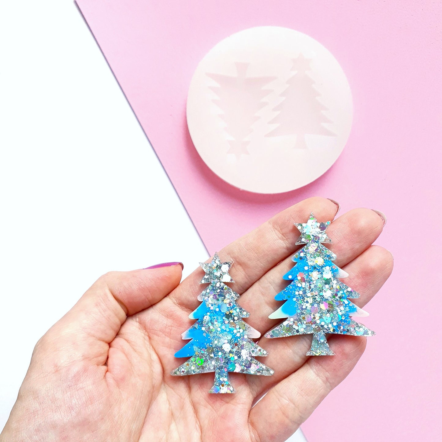 Silicone earrings mold "Christmas" for resin and epoxy mould for jewelry "Christmas tree"