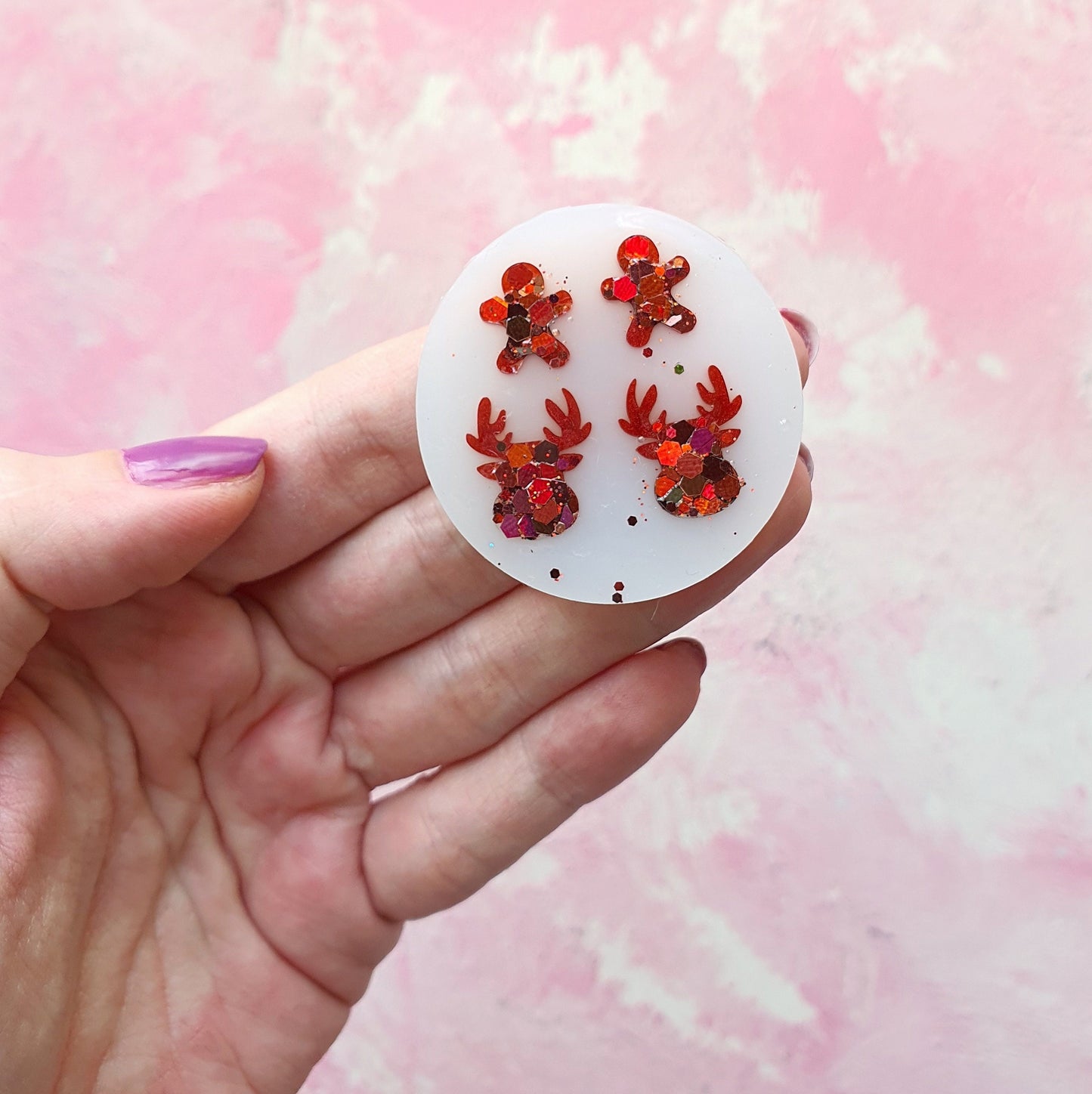 Silicone earrings mold "Christmas" for resin and epoxy mould for jewelry "Reindeer, Gingerbread boy" - Luxy Kraft