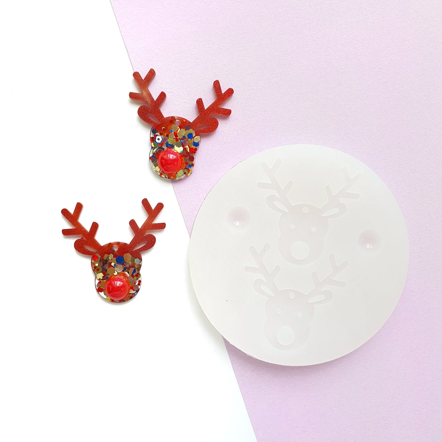 Silicone earrings mold "Christmas" for resin and epoxy mould for jewelry "Reindeer"
