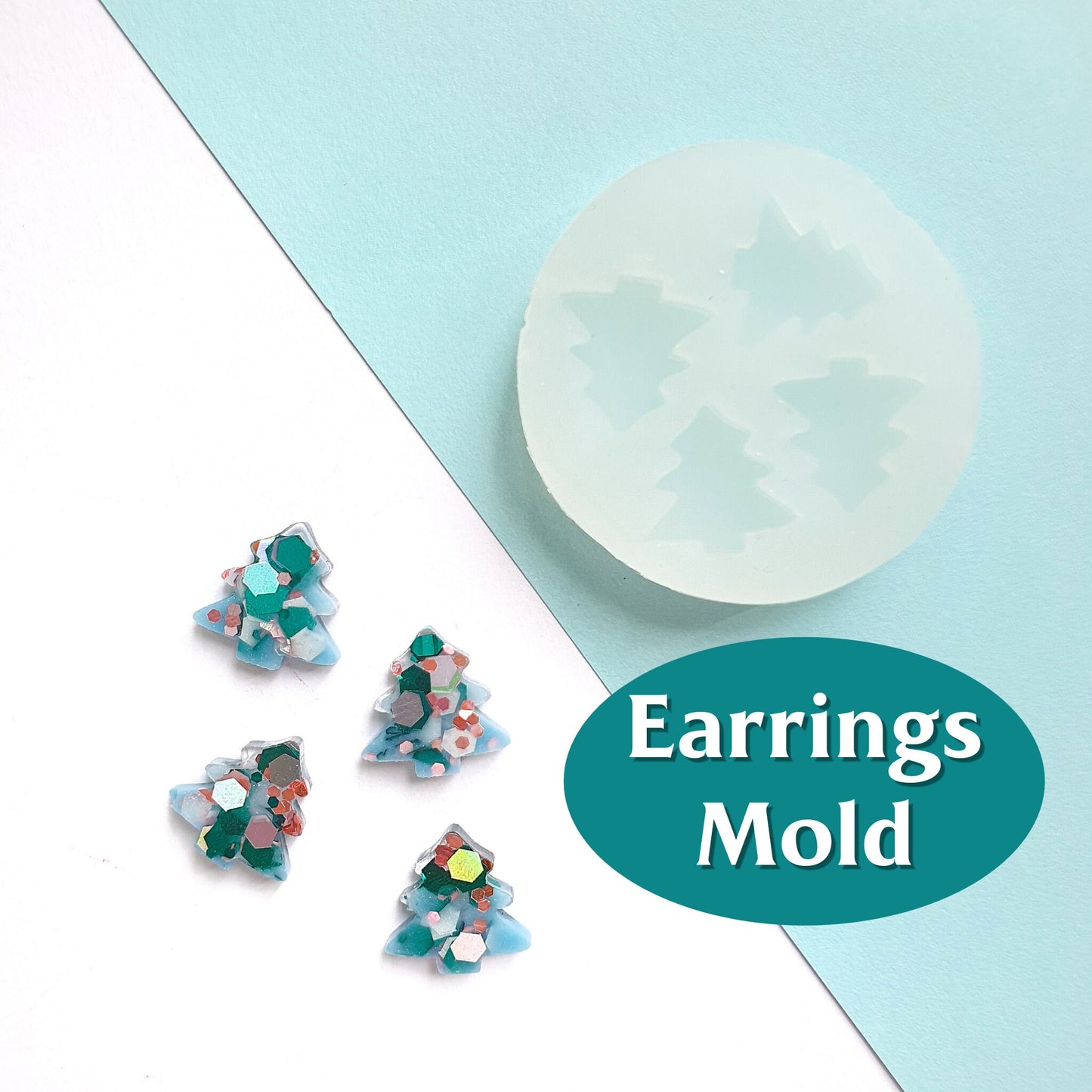 Silicone earring mold "Christmas Tree" Clear mold for resin and epoxy