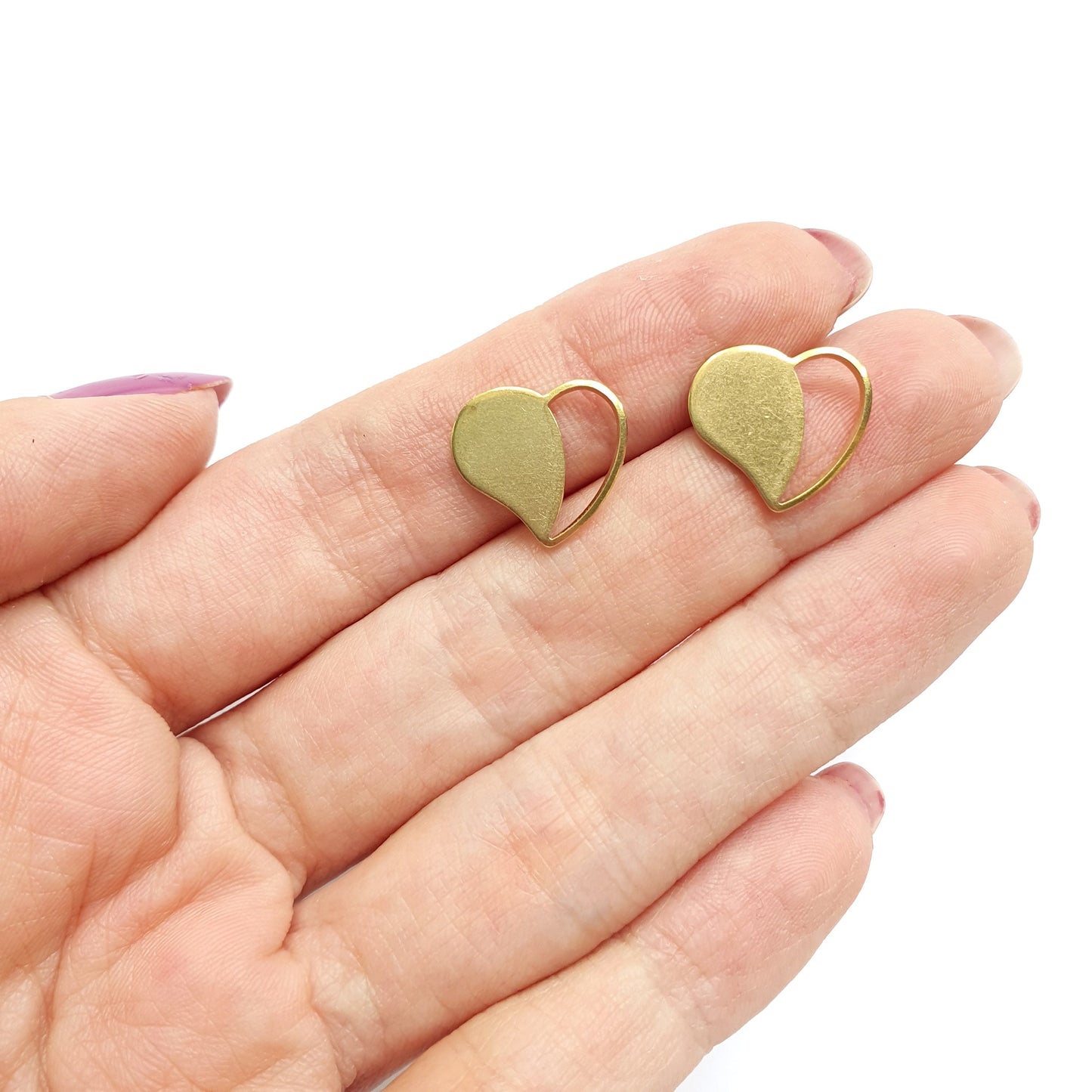 12 pcs Heart shape Earrings components Earrings findings DIY jewelry Raw brass blanks charms Pendants - Luxy Kraft