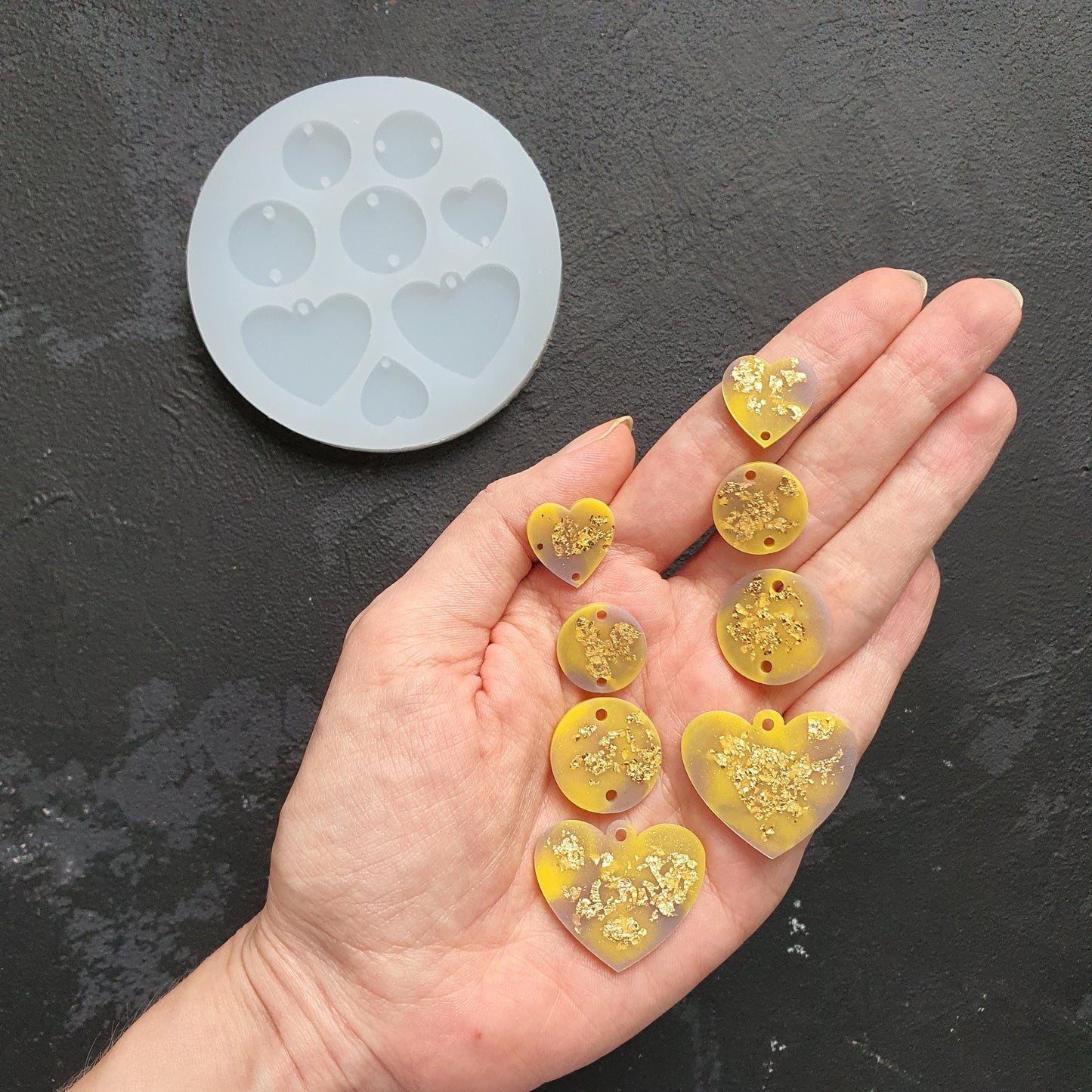 Heart Circle mold Silicone earrings mould for resin and epoxy for dangle earrings - Luxy Kraft
