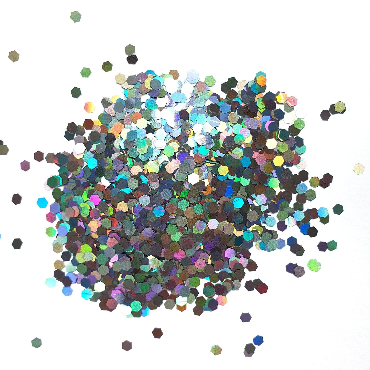 Dark Silver Grey Hologram Hexagon Chunky glitter for Resin Epoxy crafts