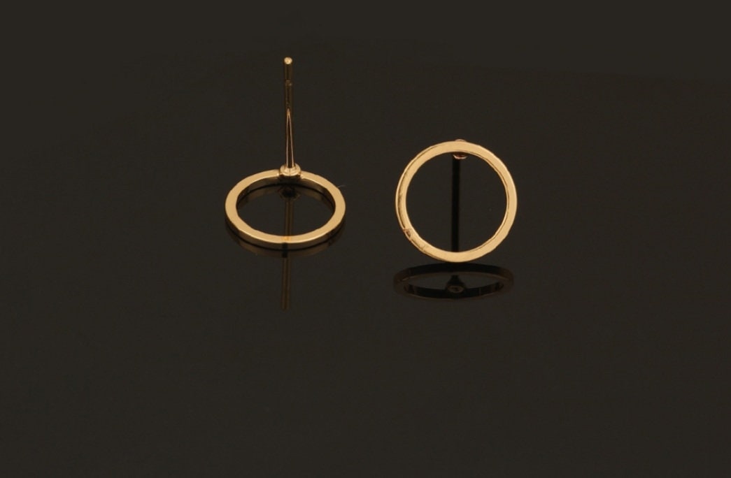10 pcs Earrings stud components Circle Geometric Gold plated studs Earrings findings DIY jewelry 5 pairs 12 mm - Luxy Kraft