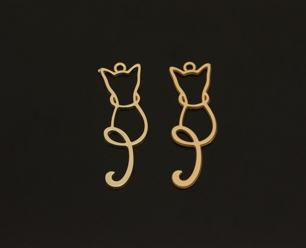 10 pcs Cat Earrings components Earrings findings DIY jewelry connectors animal shape charms - Luxy Kraft
