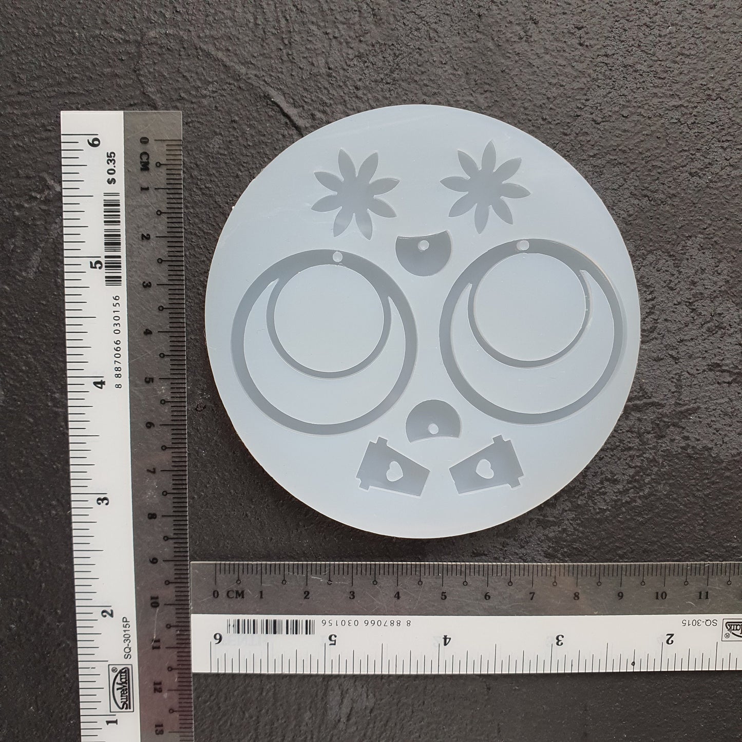 Silicone earrings mold "Circle, Flower, Coffee" for resin and epoxy - Luxy Kraft