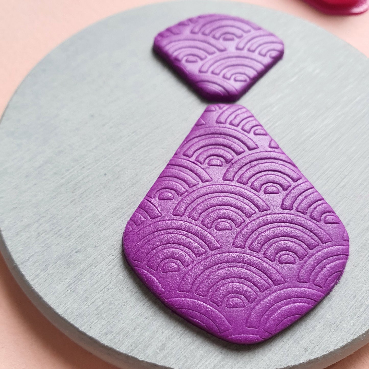 Texture sheet Polymer clay stencil sheet "Wave" shapes mat - Luxy Kraft