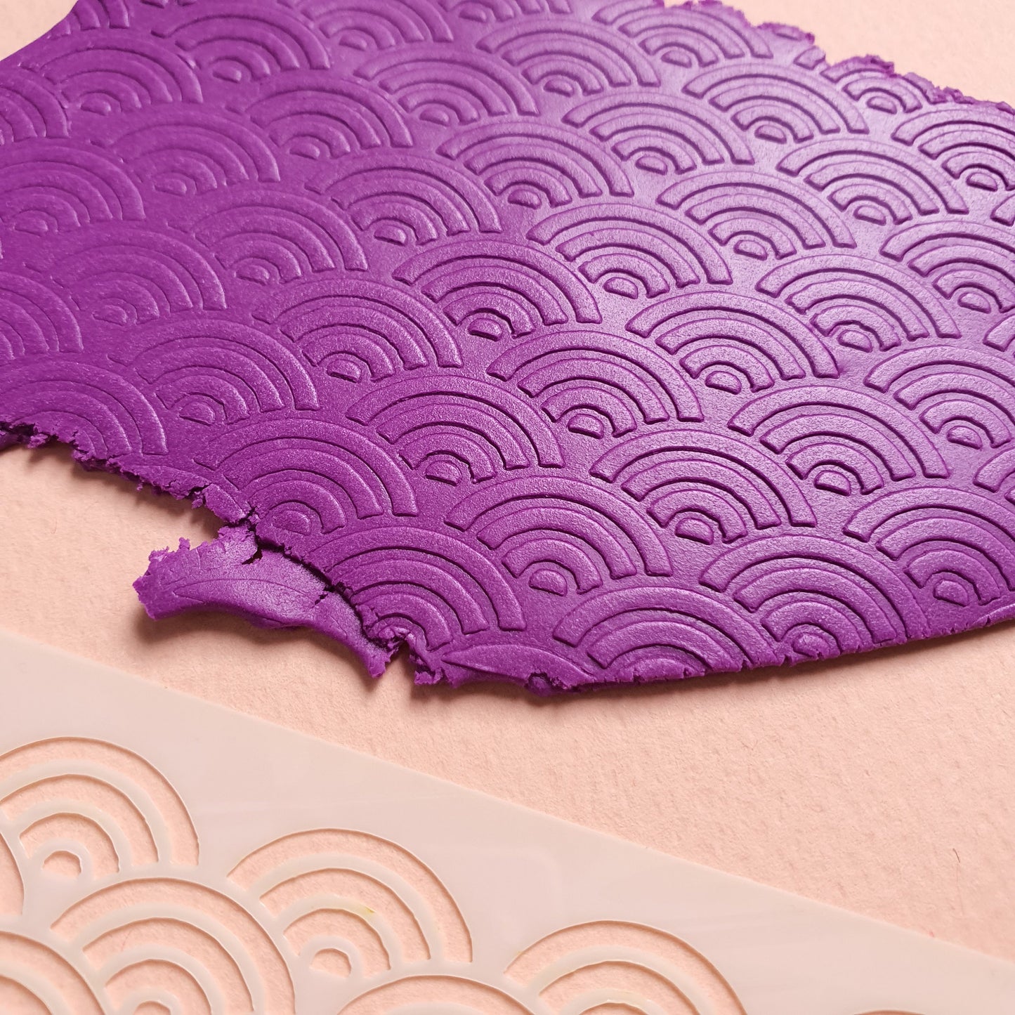 Texture sheet Polymer clay stencil sheet "Wave" shapes mat - Luxy Kraft
