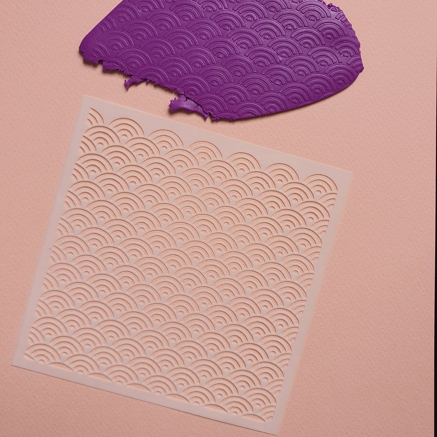 Texture sheet Polymer clay stencil sheet "Wave" shapes mat - Luxy Kraft