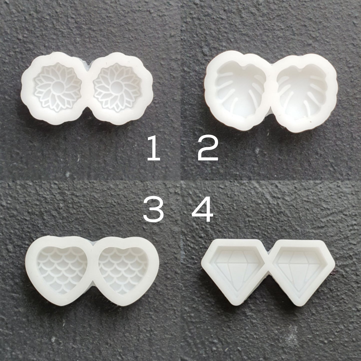 Silicone earrings mold Heart Monstera Flower Diamond Jewelry Resin mould for resin and epoxy
