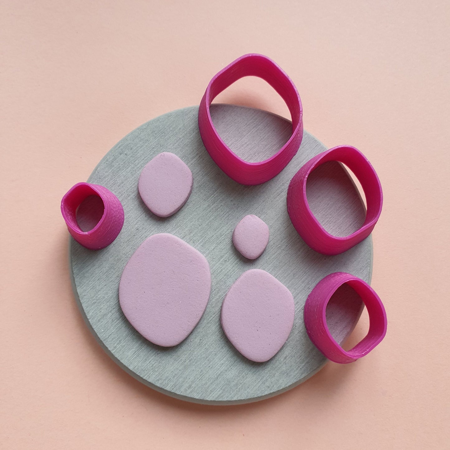 Pebble Polymer clay 3D cutters Geometry shapes cutter set of 4 pcs - Luxy Kraft
