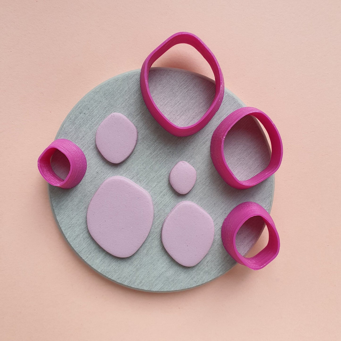 Pebble Polymer clay 3D cutters Geometry shapes cutter set of 4 pcs - Luxy Kraft