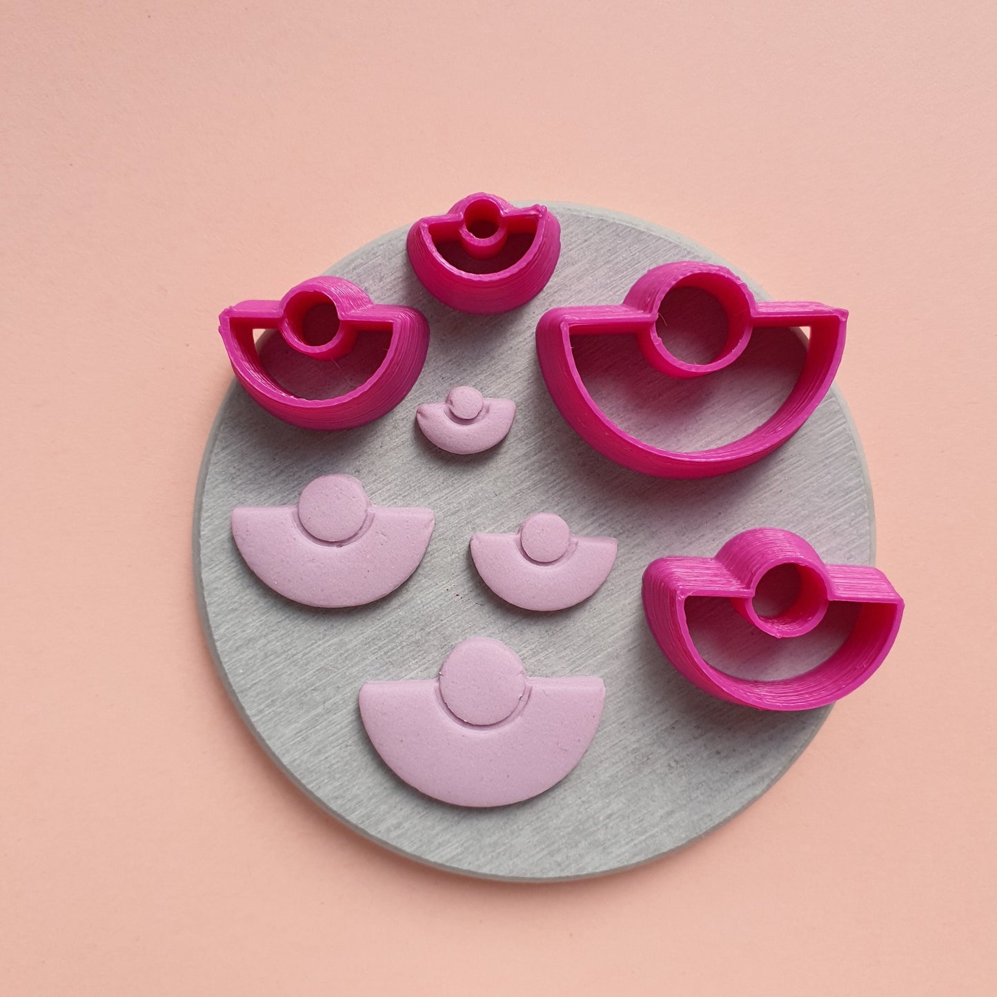 Fan Polymer clay 3D cutters with circle imprint Geometry shapes cutter set of 4 pcs - Luxy Kraft
