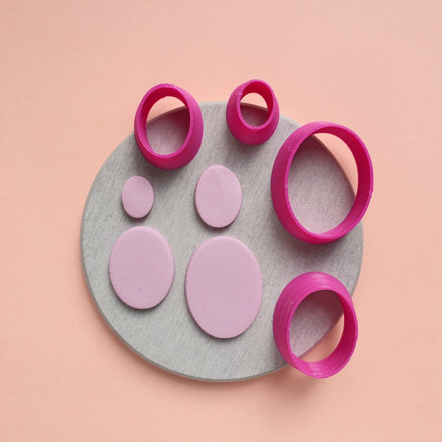 Oval Polymer clay 3D cutters Geometry shapes cutter set of 4 pcs - Luxy Kraft