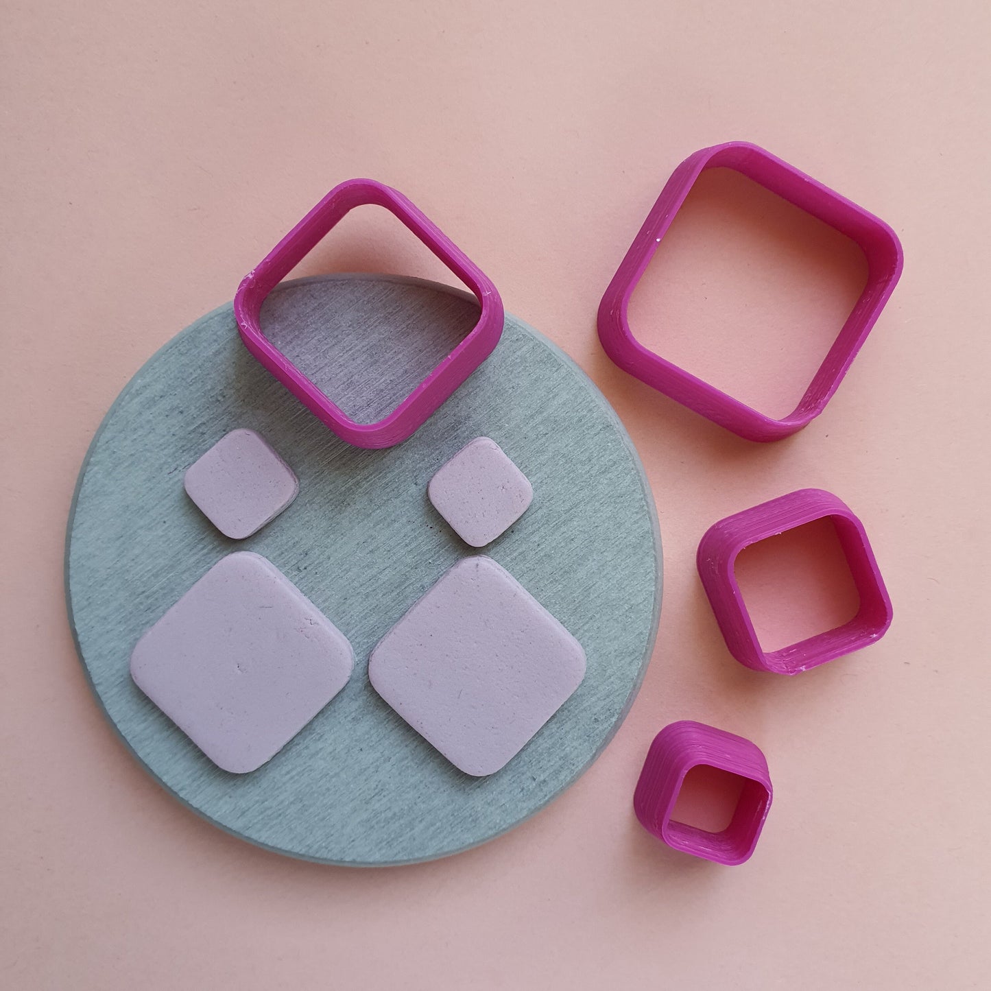 Rounded square Polymer clay 3D cutters Geometry shapes cutter set of 4 pcs