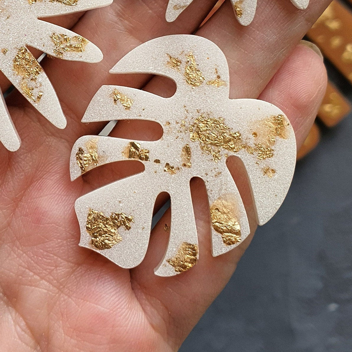 Pair Silicone earrings Monstera Leaves mold Jewelry Resin mould for resin and epoxy - Luxy Kraft