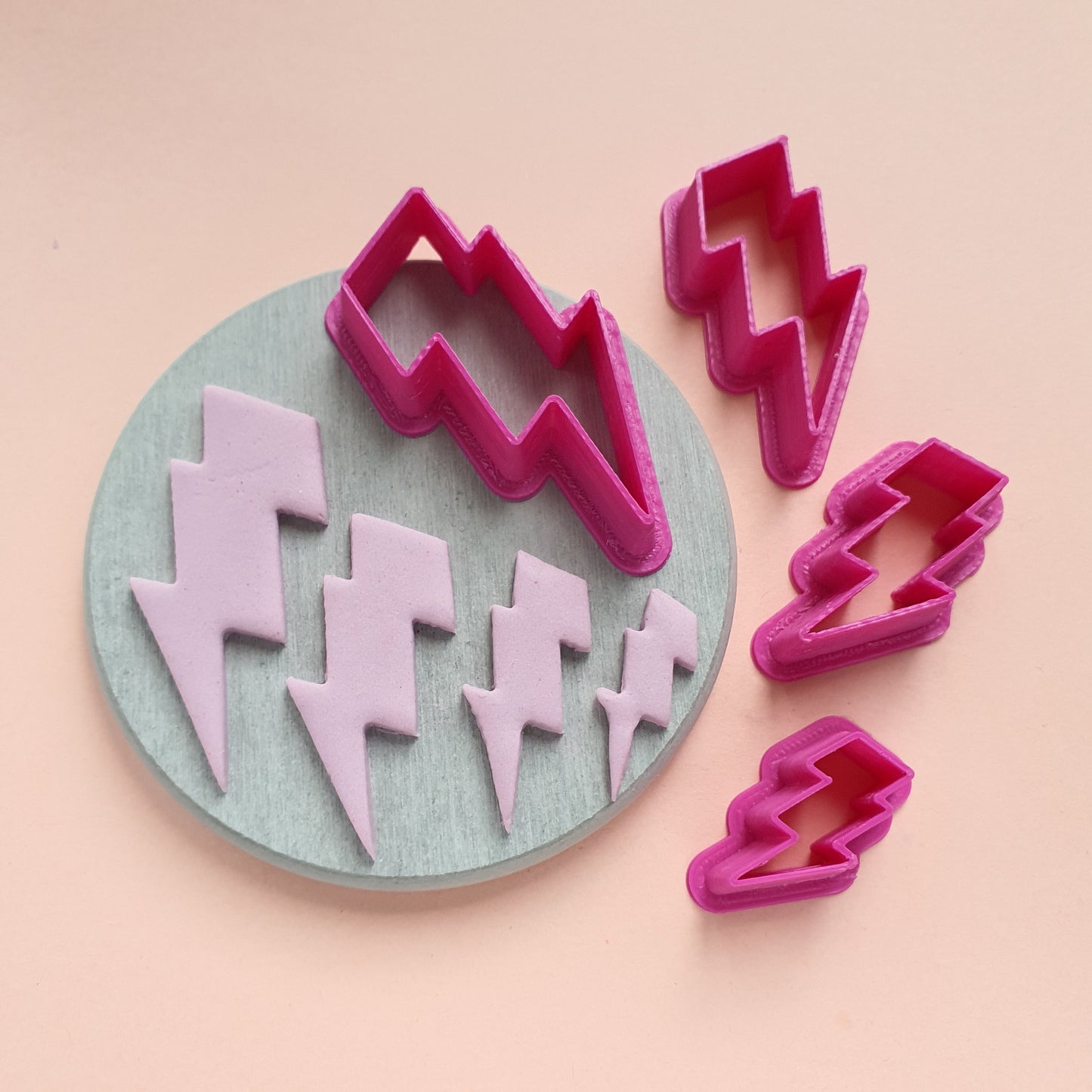 Lightning Polymer clay 3D cutters Geometry shapes cutter set of 4 pcs