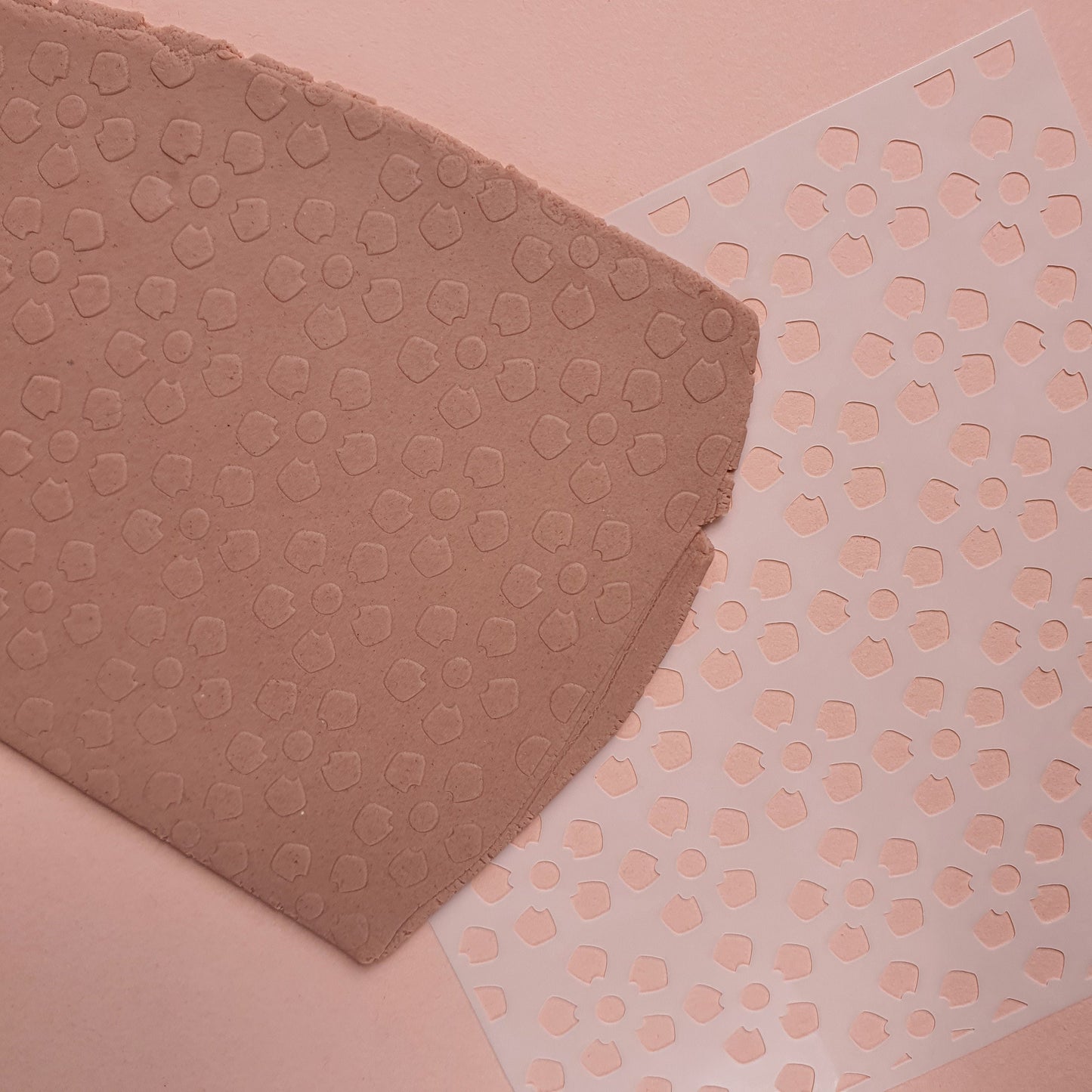 Texture sheet Polymer clay stencil sheet "Flower" pattern shapes mat - Luxy Kraft