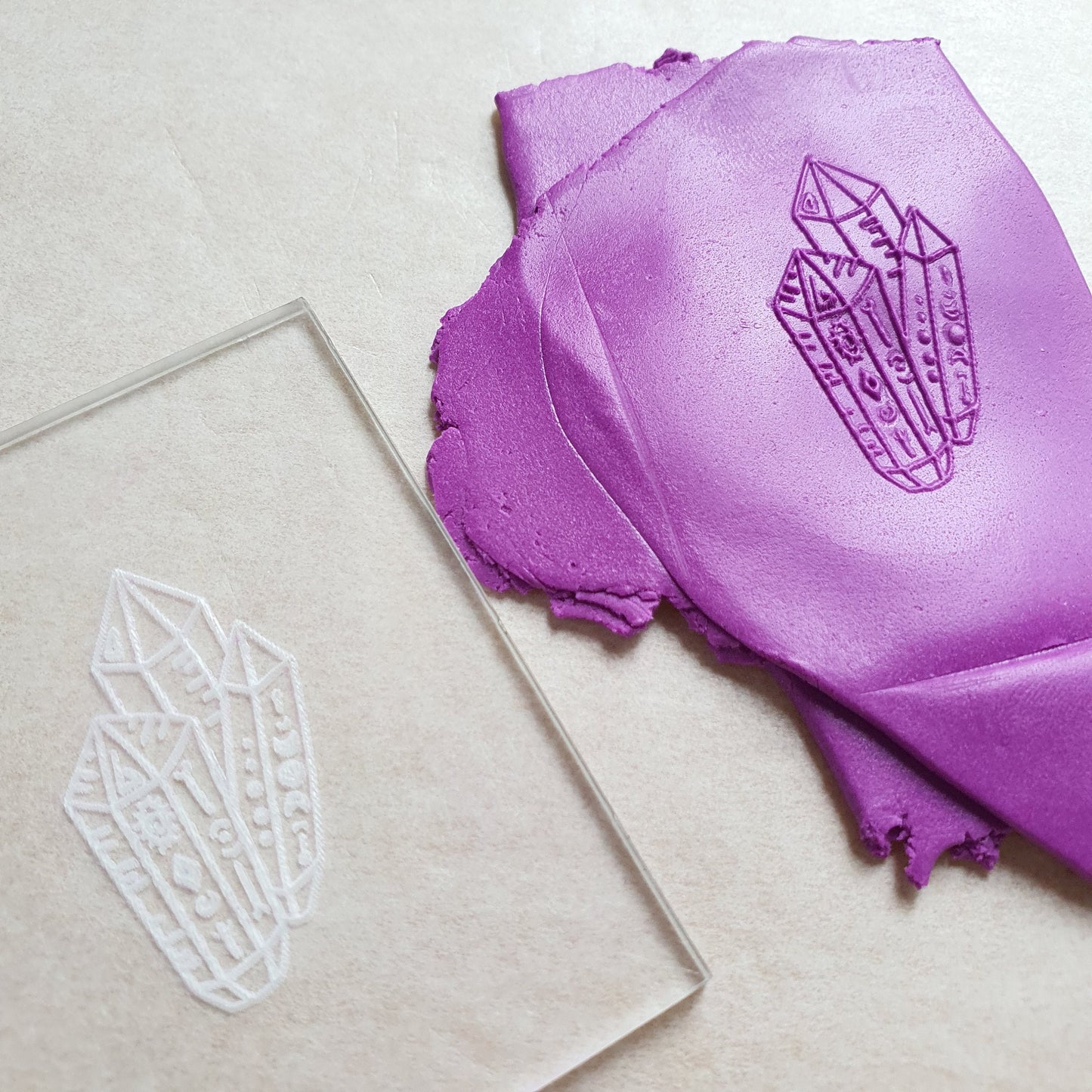 Embossing stamp for polymer clay "Magic Crystals" texture plate debossing stamp Acrylic stamps - Luxy Kraft