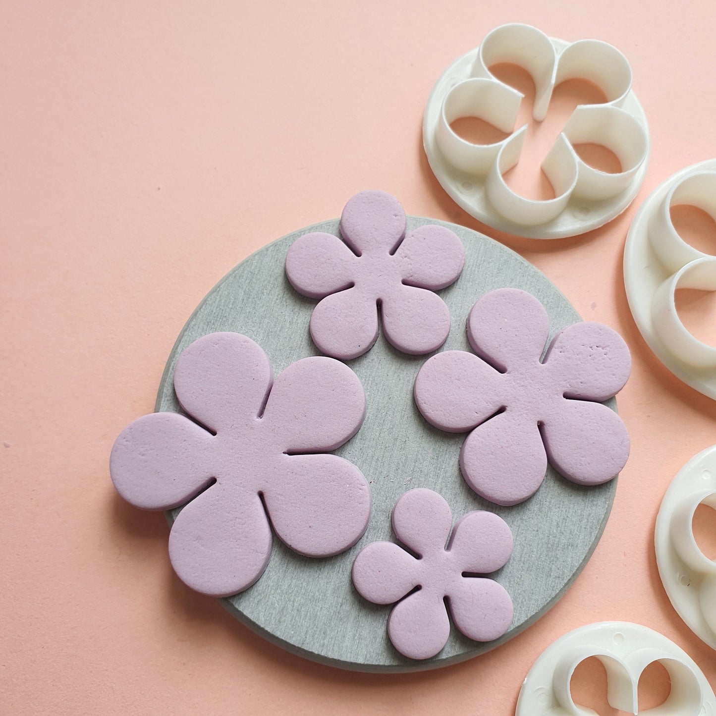 4 pcs set Polymer clay cutters Jewelry Earrings "Flower" shape plastic cutter - Luxy Kraft