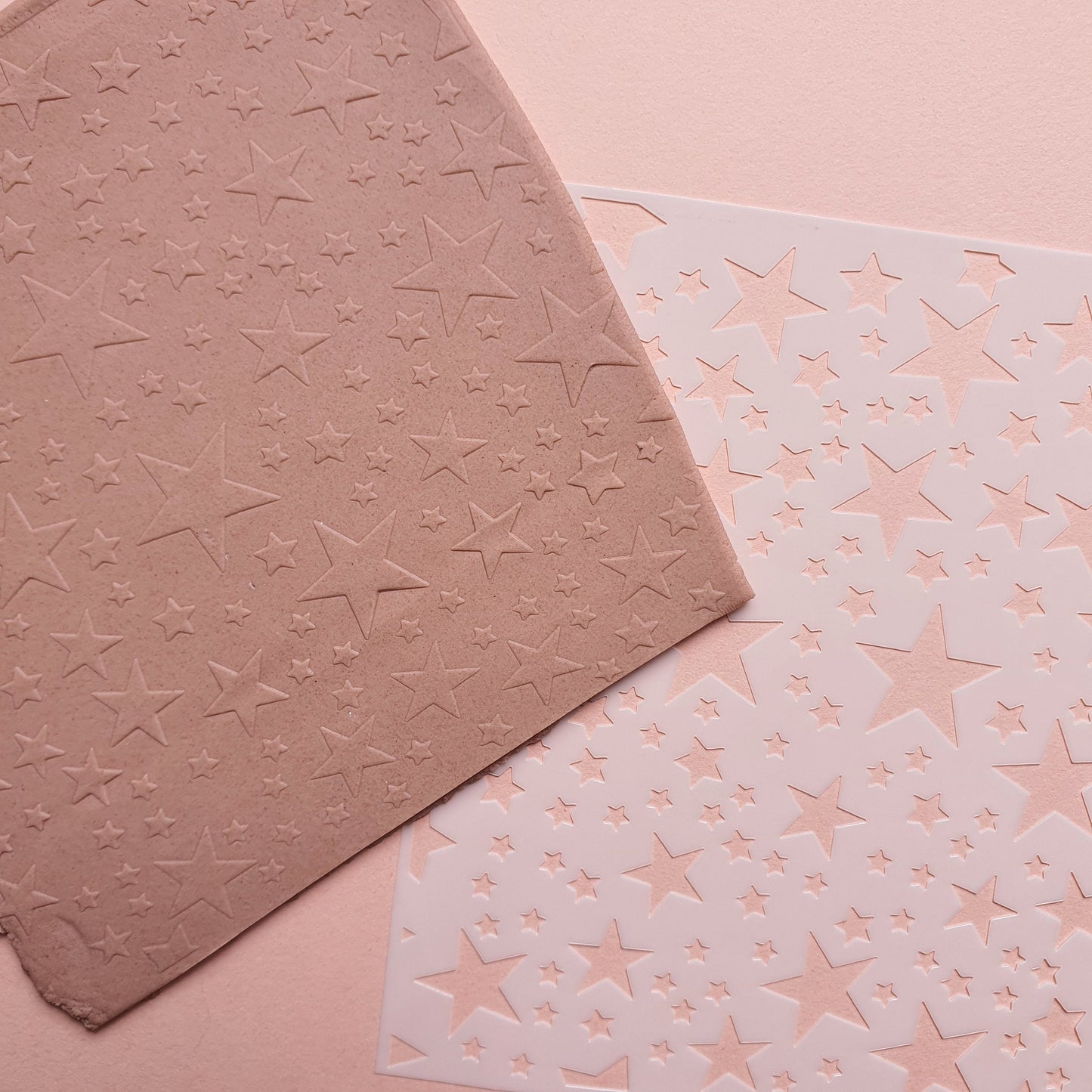 Texture sheet Polymer clay stencil sheet "Stars" pattern shapes mat - Luxy Kraft