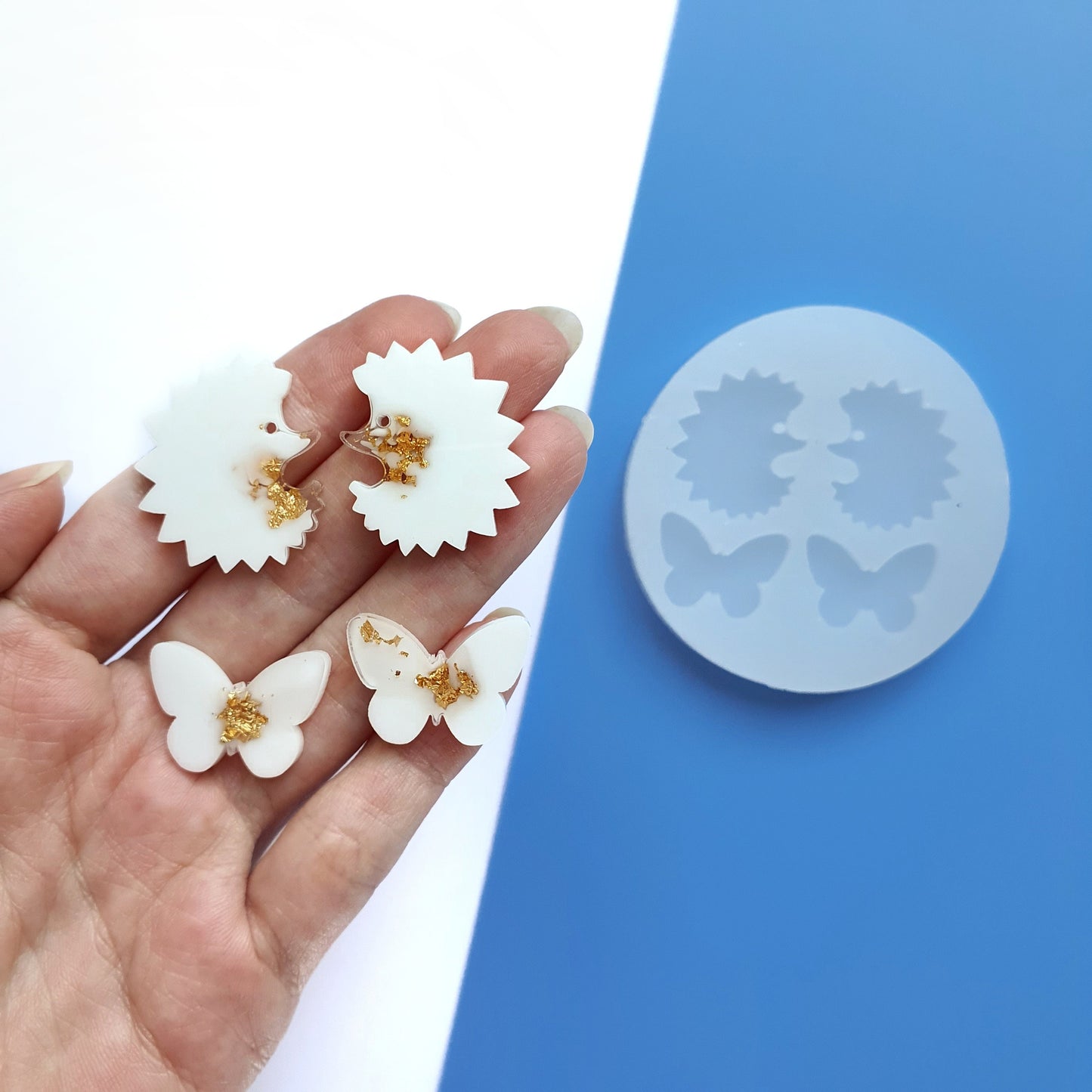 Silicone earrings mold mould for resin and epoxy "Butterfly, Hedgehog" - Luxy Kraft
