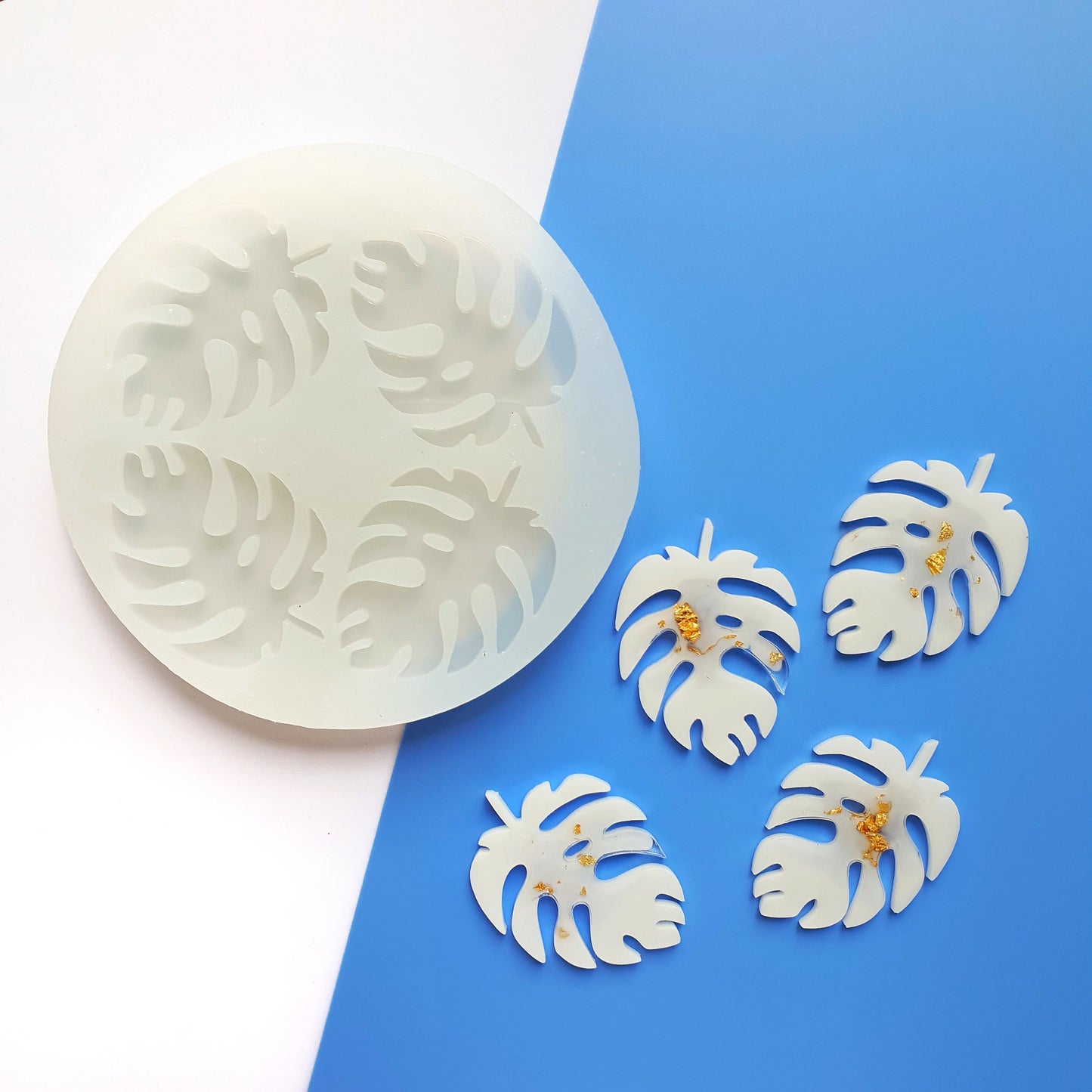 Silicone earrings mold leaf mould for resin and epoxy "Monstera" - Luxy Kraft