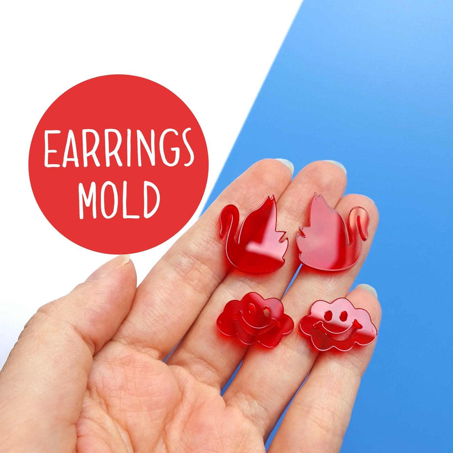 Silicone stud earrings mold Jewelry Resin mould for resin and epoxy Swan Cloud mold - Luxy Kraft