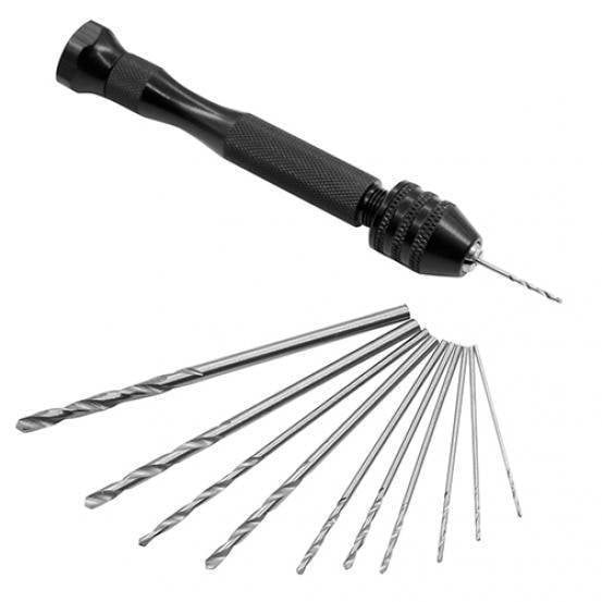 Hand jewelry drill Mini hole punch for polymer clay and resin craft + 10 drill bits