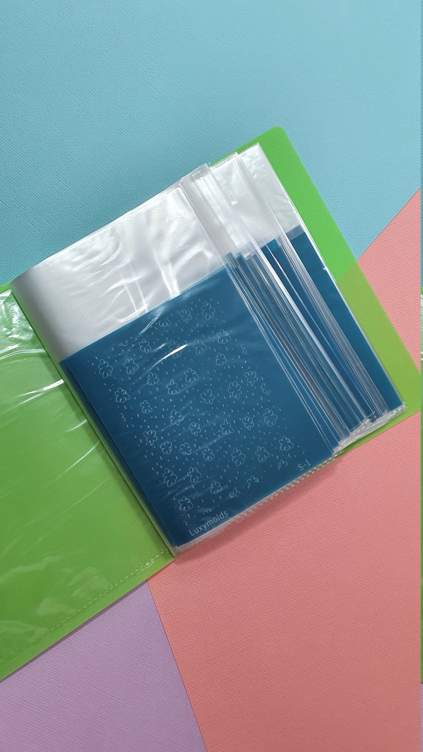 Set of 48 pcs Silk screen stencil with folder book for polymer clay "Luxymolds"