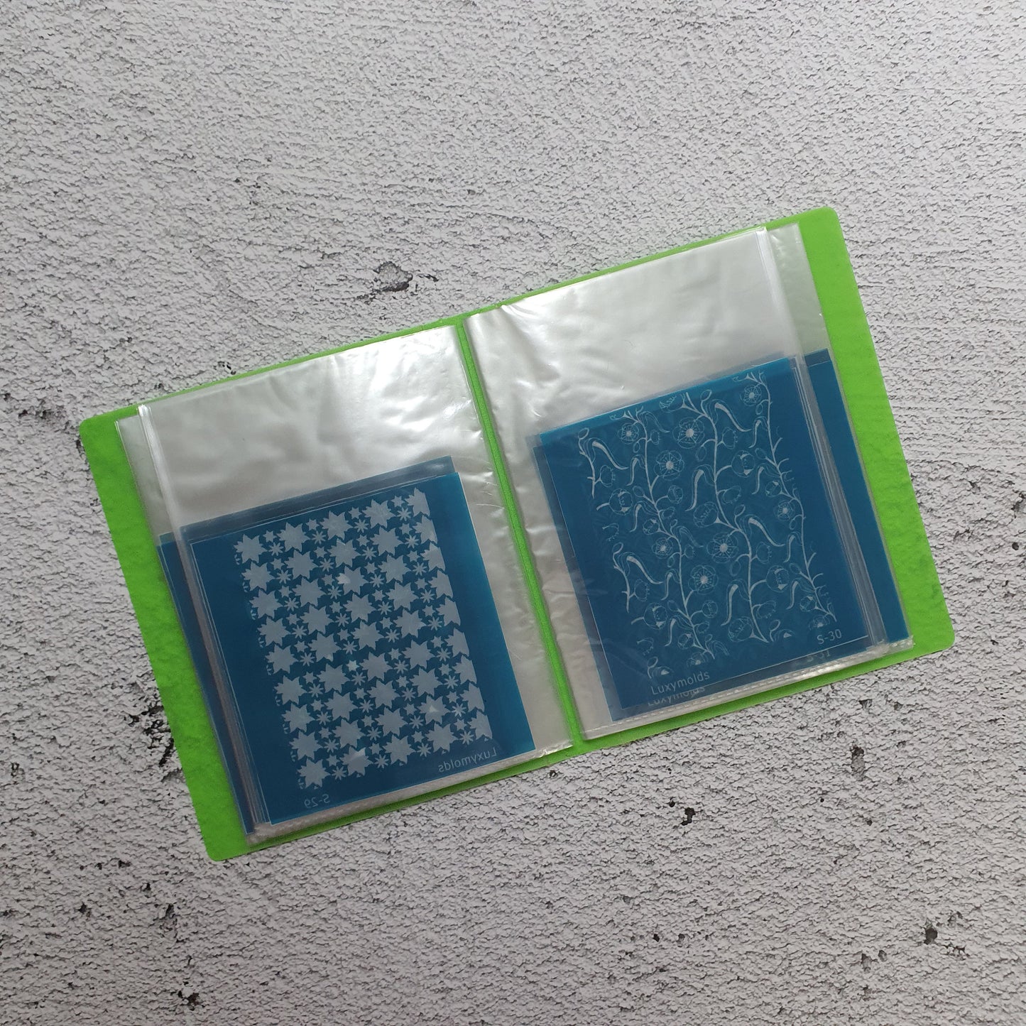 Set of 48 pcs Silk screen stencil with folder book for polymer clay "Luxymolds"