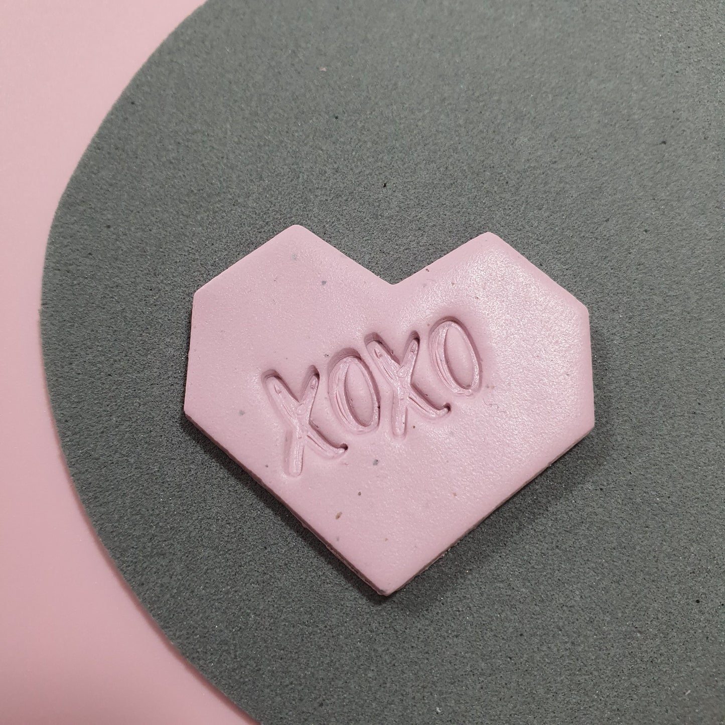 Valentine's day Polymer clay stamp embossing "XOXO"