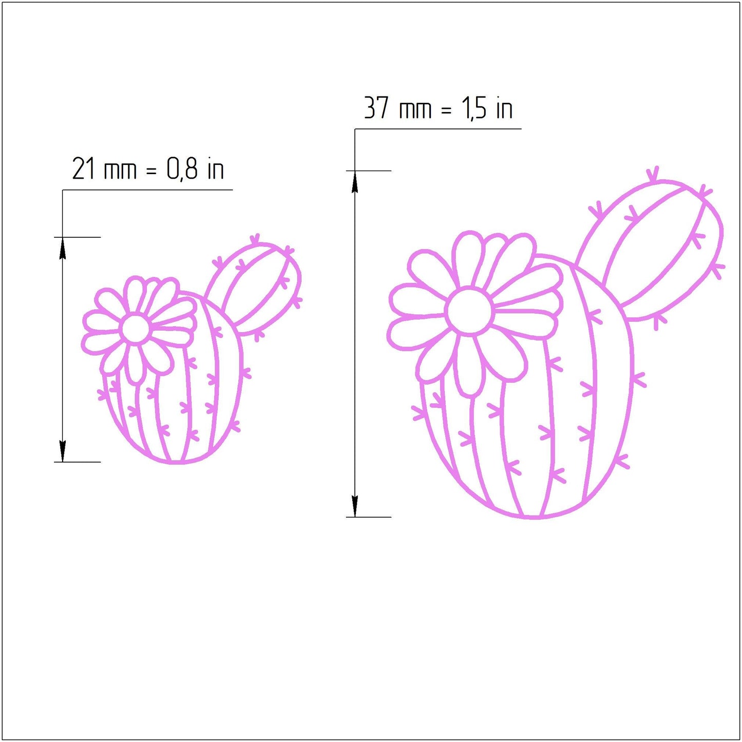 Polymer clay stamp "Cactus" 3D printed embossing