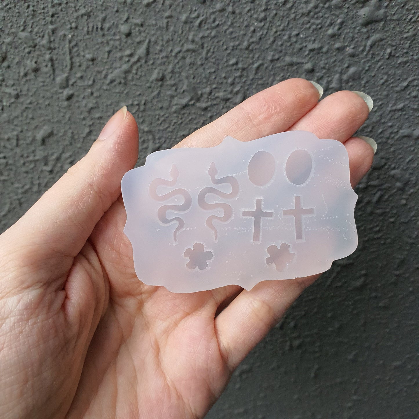 Silicone stud earrings jewelry mold for resin and epoxy 4 designs in 1 "Snake, flower, oval, cross"