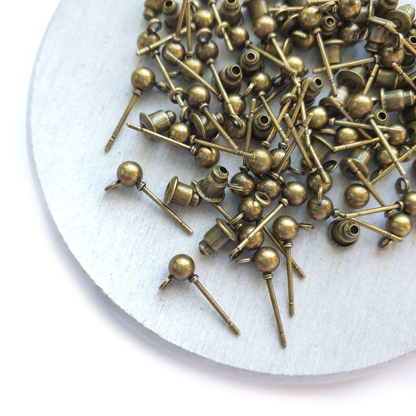 50 pcs Earrings ball stud pins Round studs earrings components Jewelry findings DIY jewellery tools