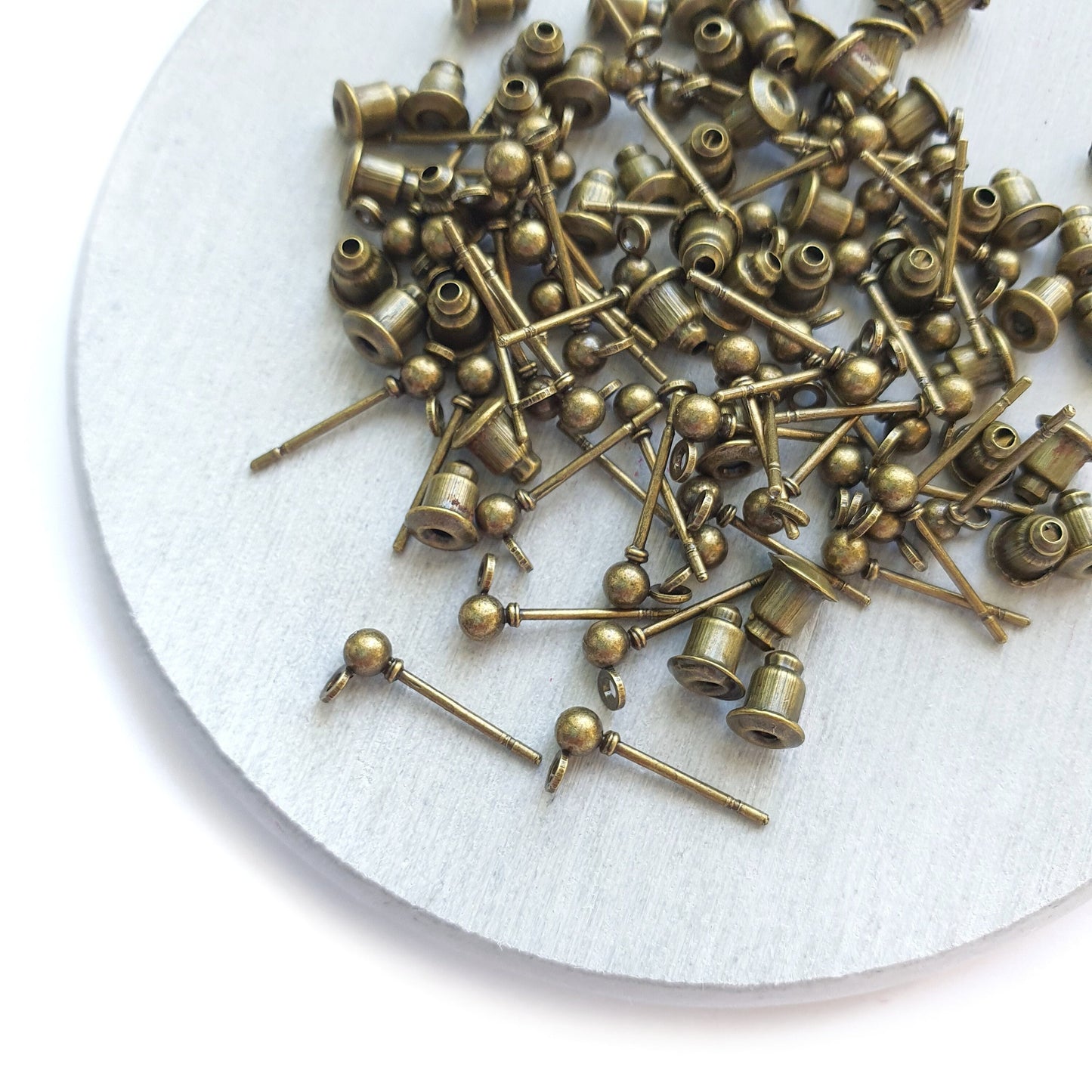 50 pcs Earrings ball stud pins Round studs earrings components Jewelry findings DIY jewellery tools