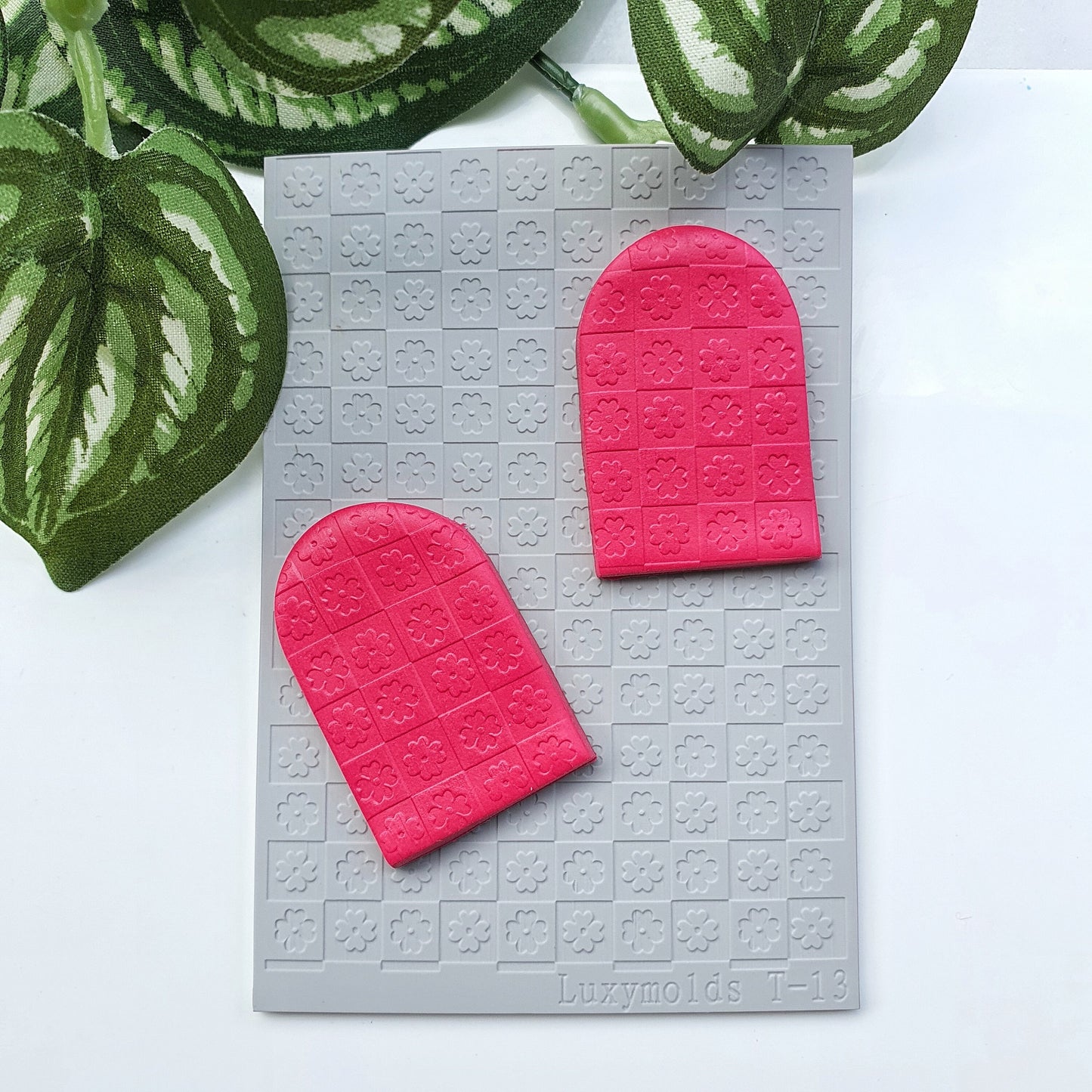 Polymer clay Texture tile Texture mat Clay stamp Polymer clay texture stencils "Flowers Check" T-13
