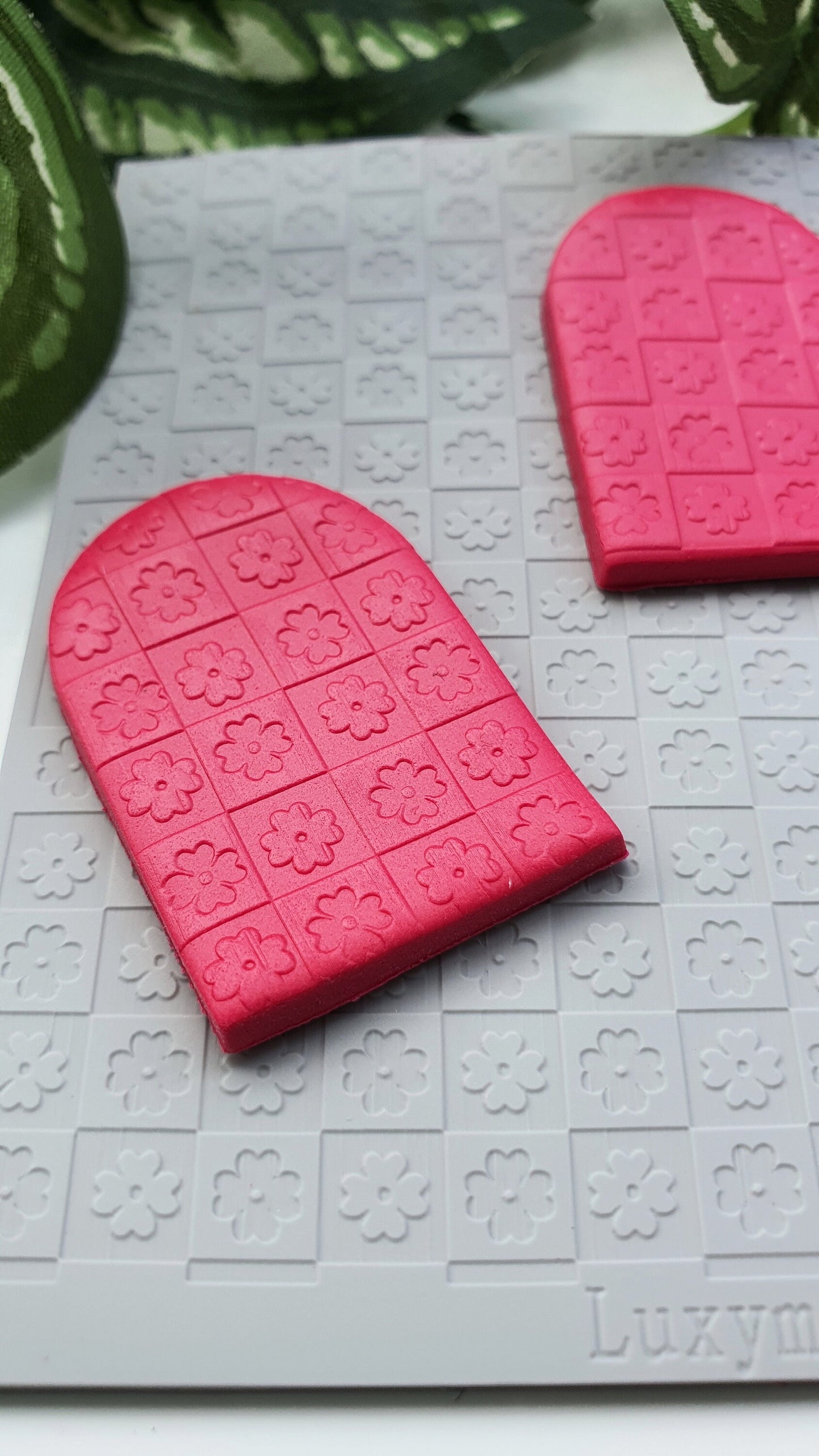 Polymer clay Texture tile Texture mat Clay stamp Polymer clay texture stencils "Flowers Check" T-13