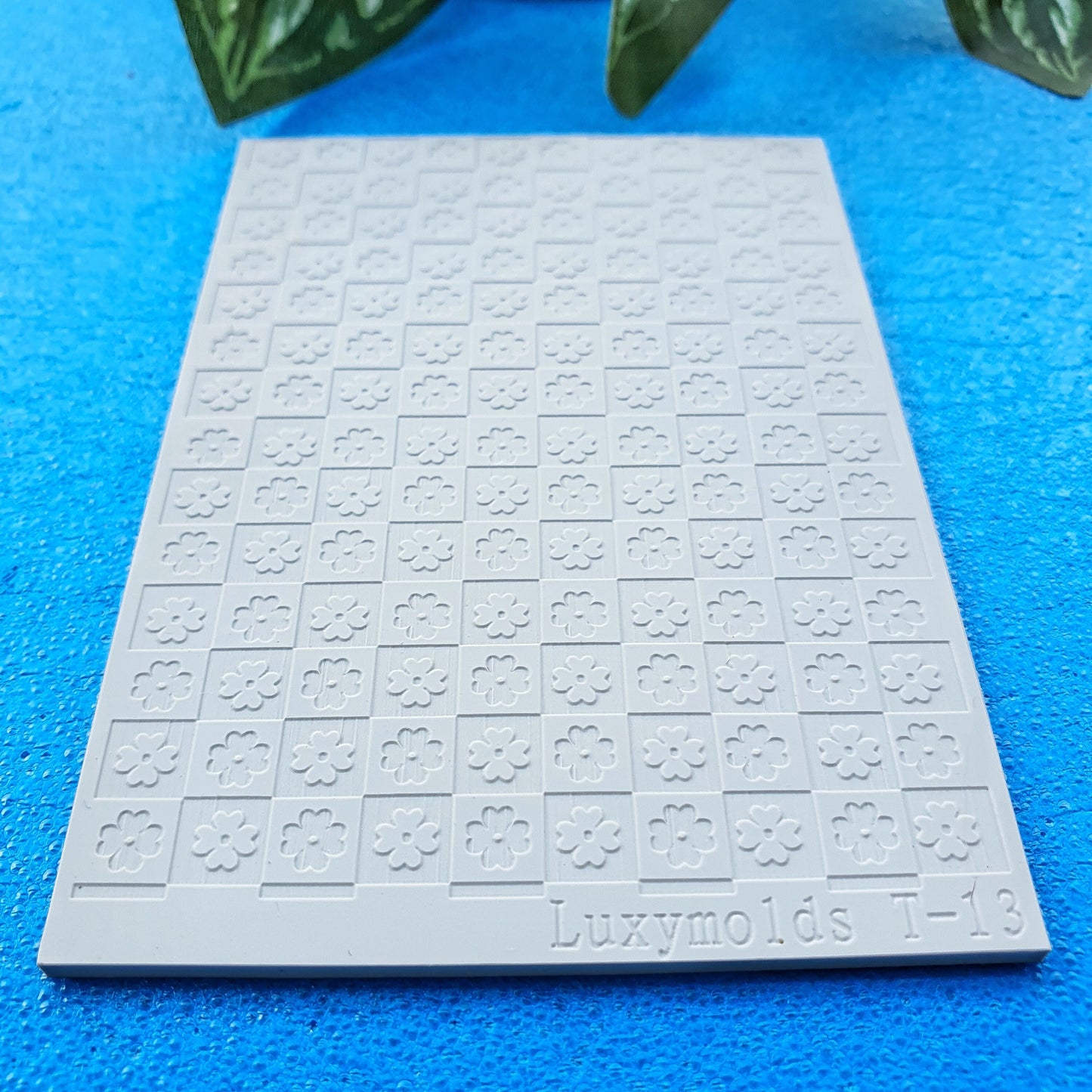 Polymer clay Texture tile Texture mat Clay stamp Polymer clay texture stencils "Flowers Check" T-13