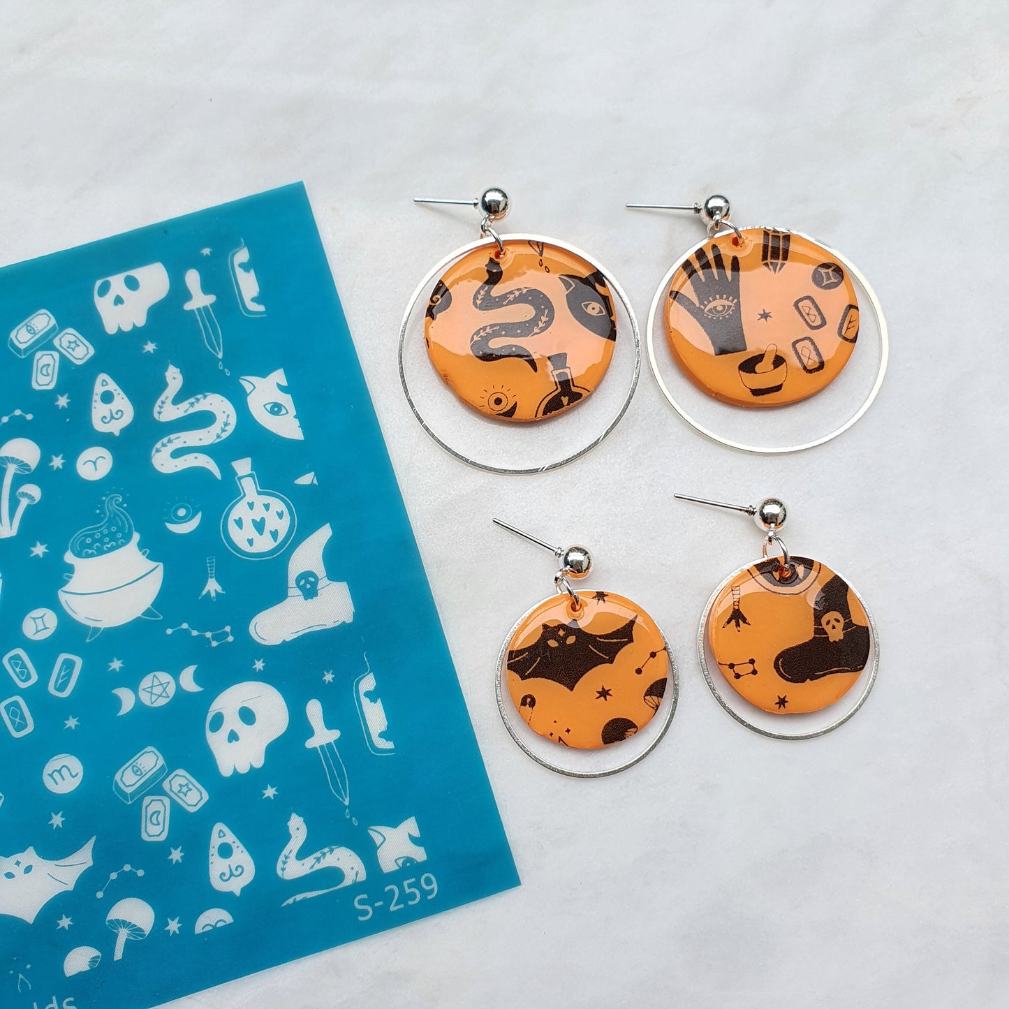 10 pcs set Silk screens stencils for polymer clay "Luxymolds" for Halloween earrings