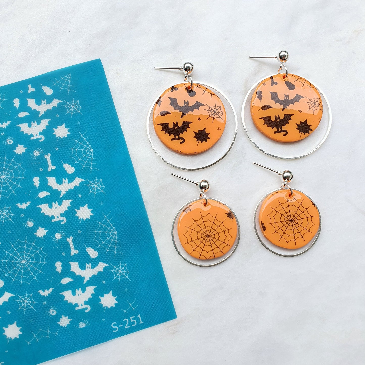 10 pcs set Silk screens stencils for polymer clay "Luxymolds" for Halloween earrings