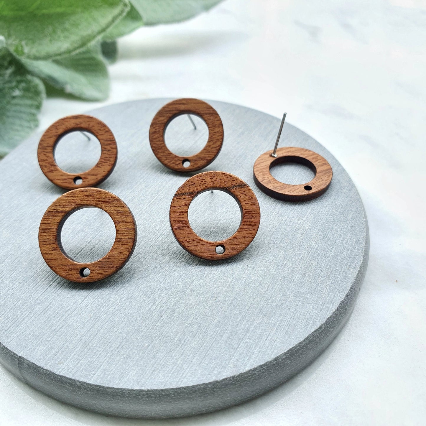 Wood Earring stud components Geometric studs Earrings findings DIY jewelry