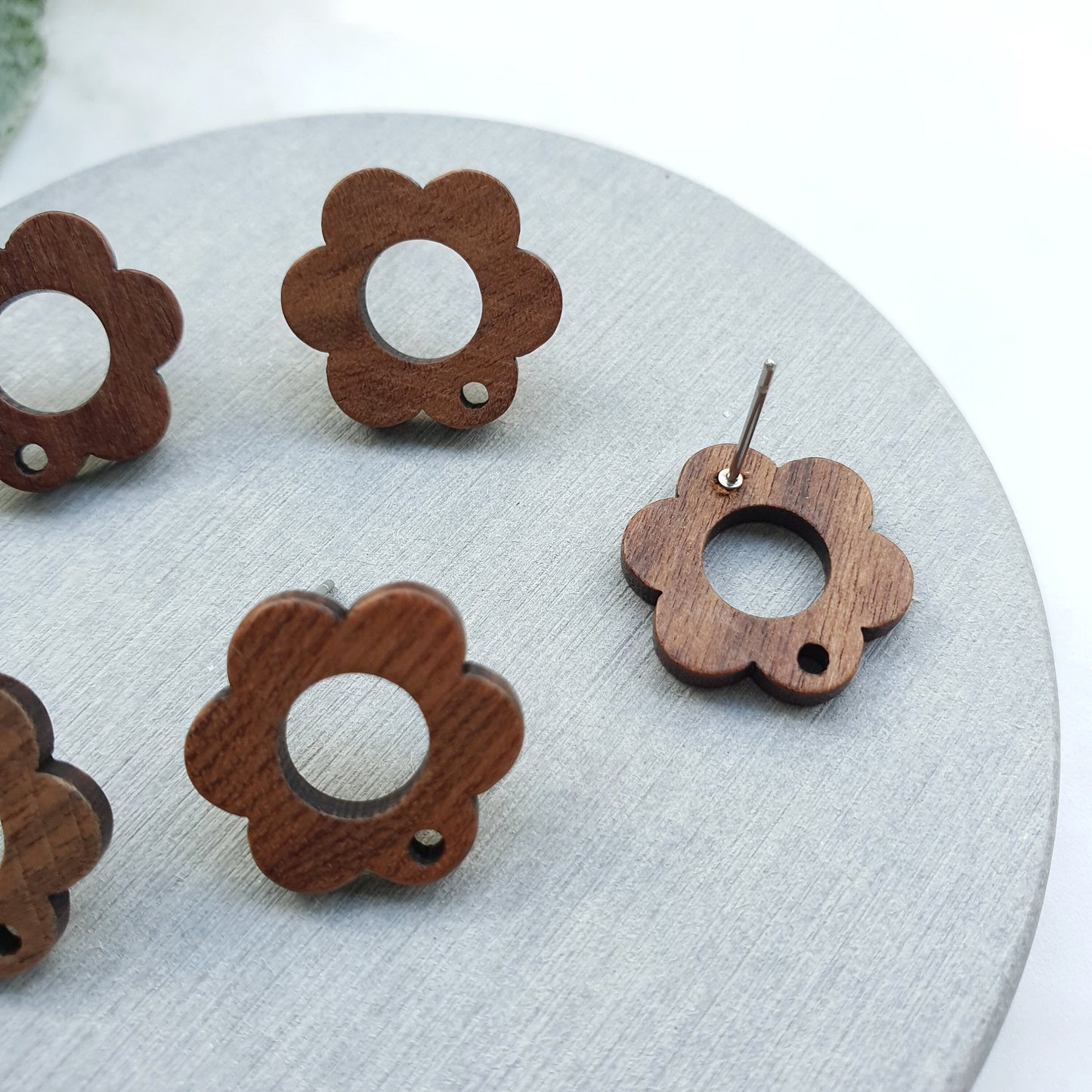 Wood Earring stud components Geometric studs Earrings findings DIY jewelry