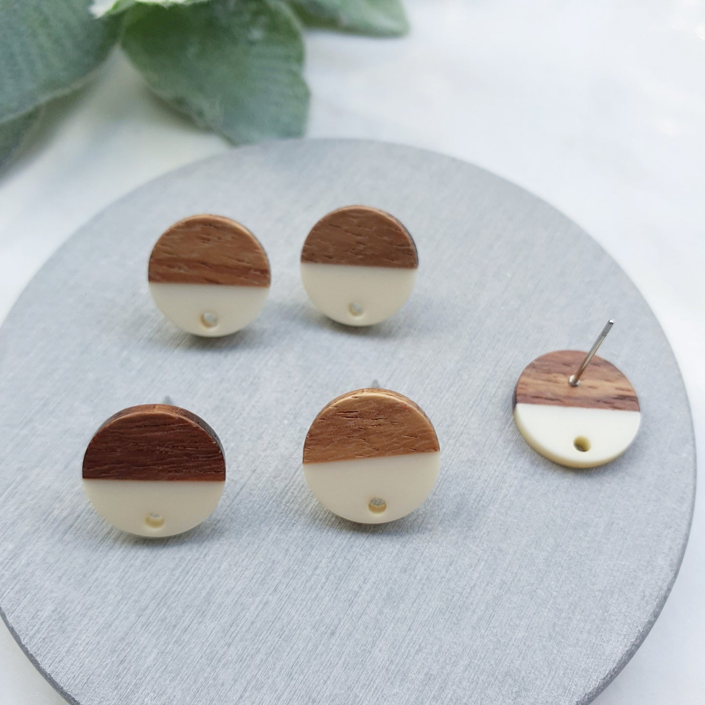 Wood Resin Earring stud components Earrings findings DIY jewelry