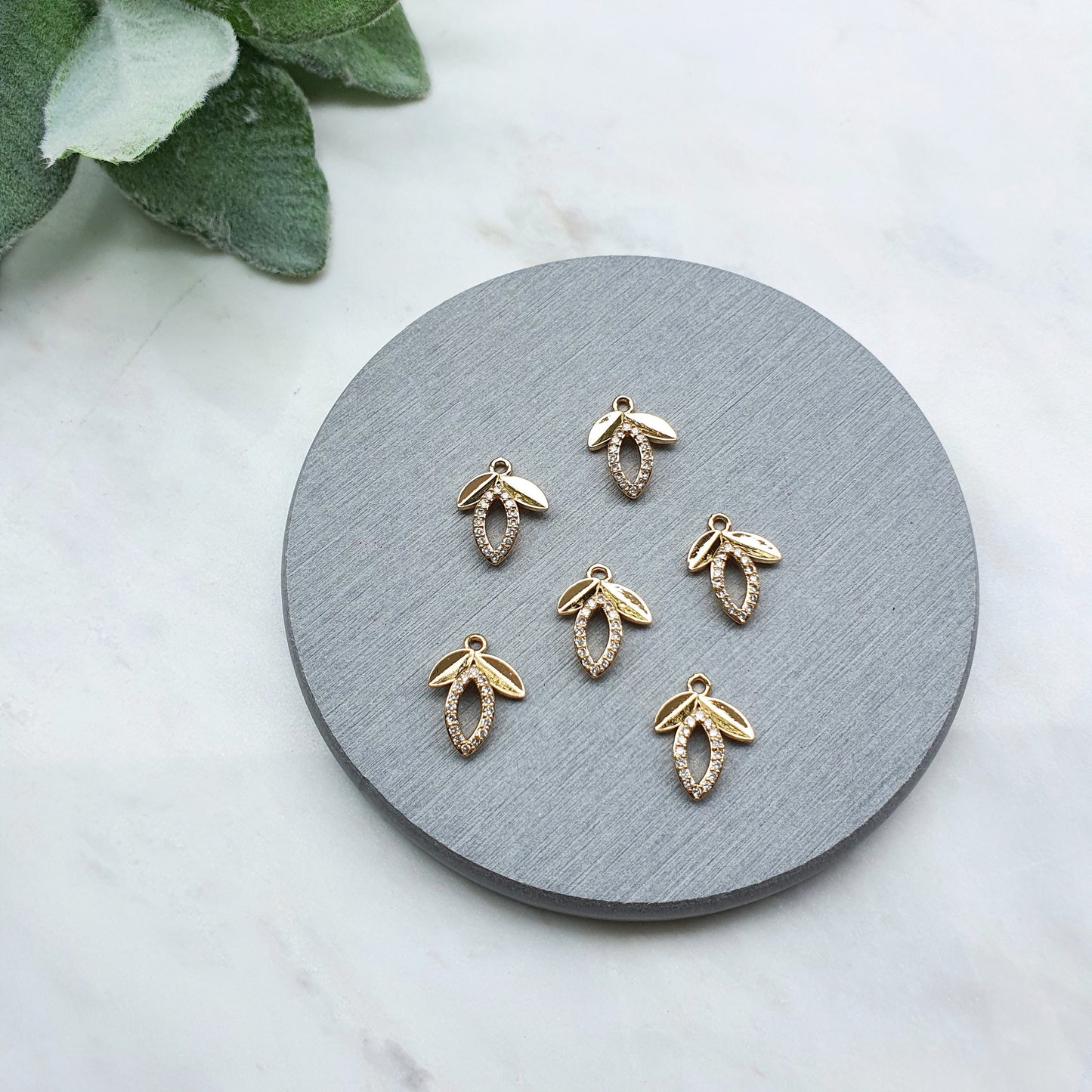 Zircon Gold plated charms Earrings components Earrings findings DIY jewelry