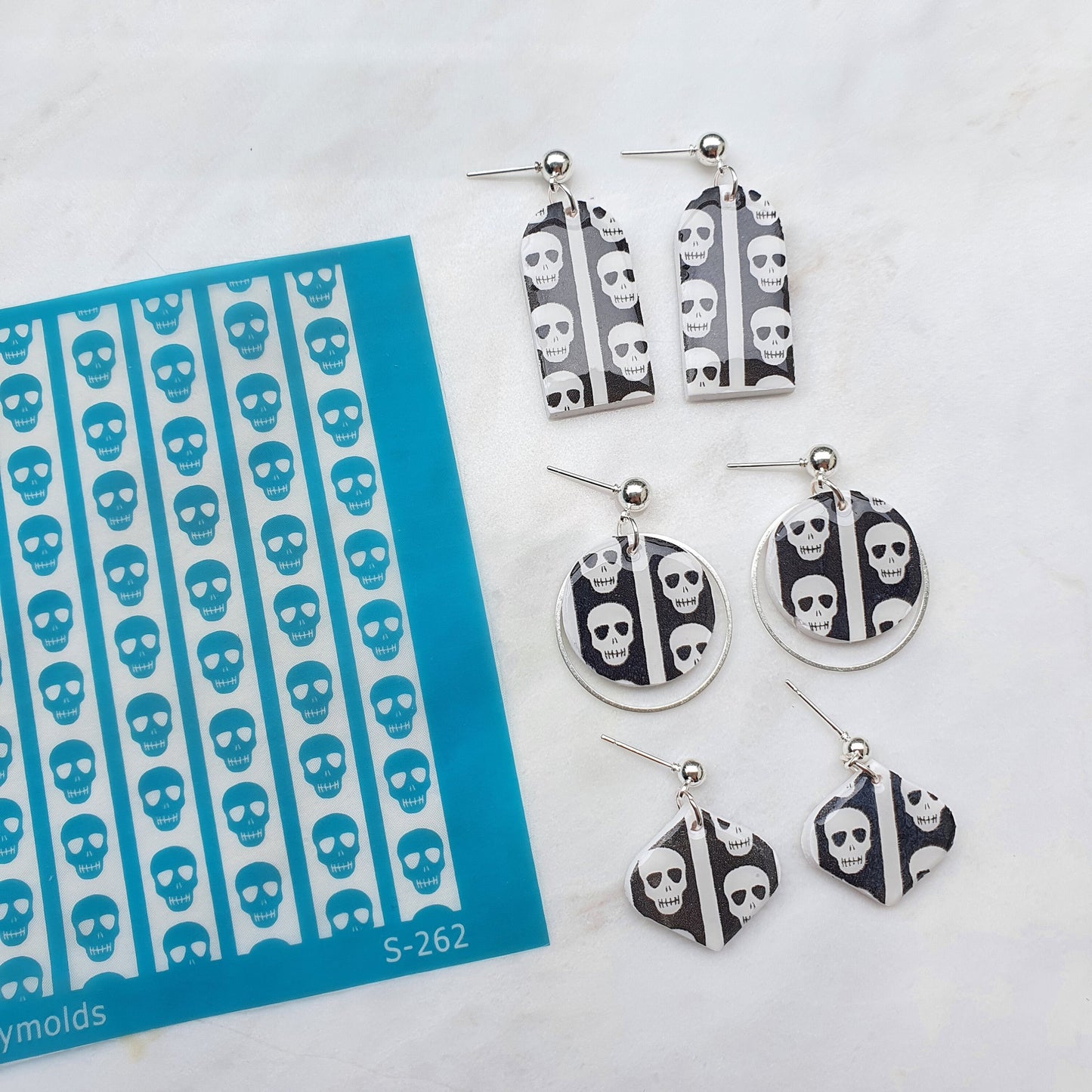 10 pcs set Silk screens stencils for polymer clay "Luxymolds" for Halloween earrings