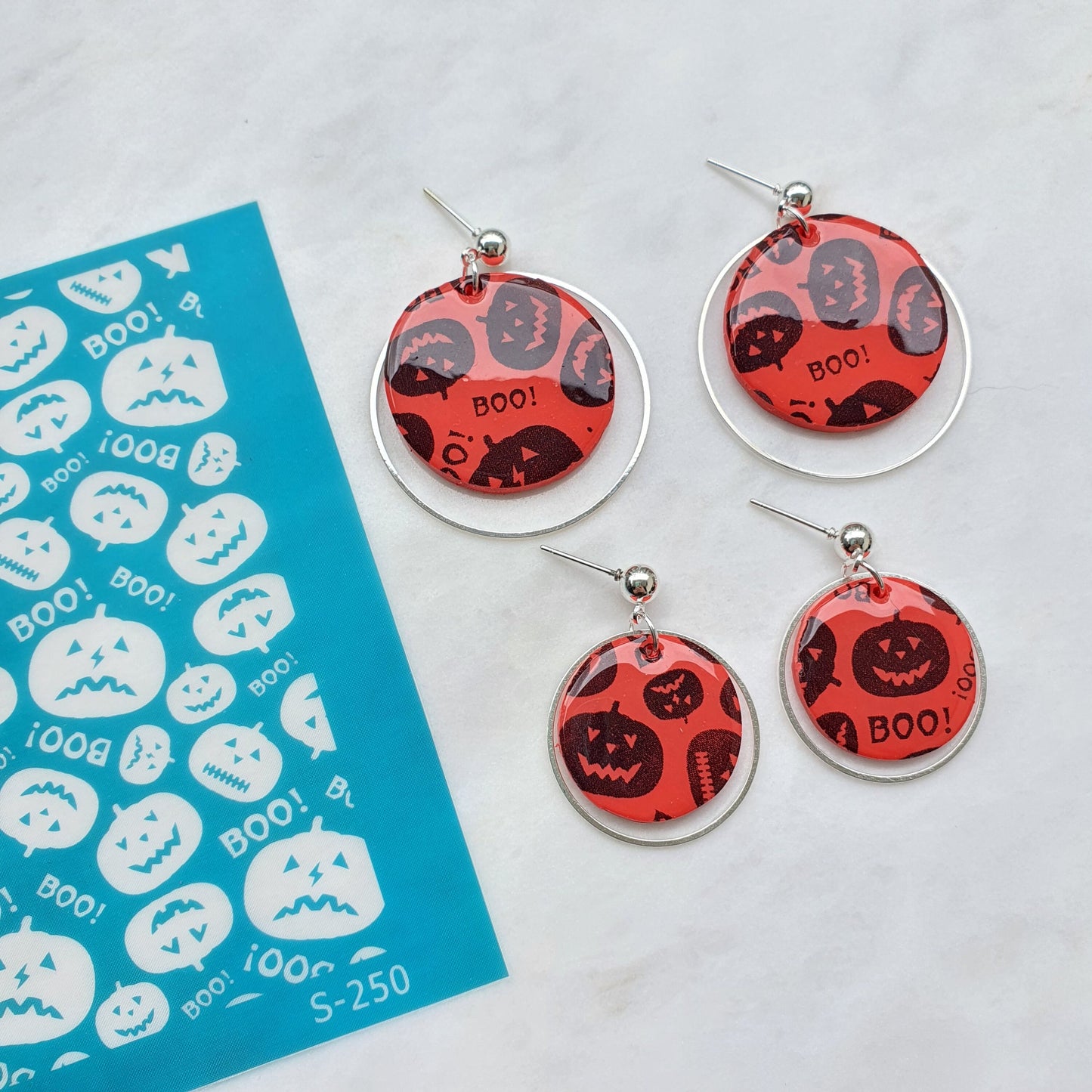 10 pcs set Silk screens stencils for polymer clay "Luxymolds" for Halloween earrings