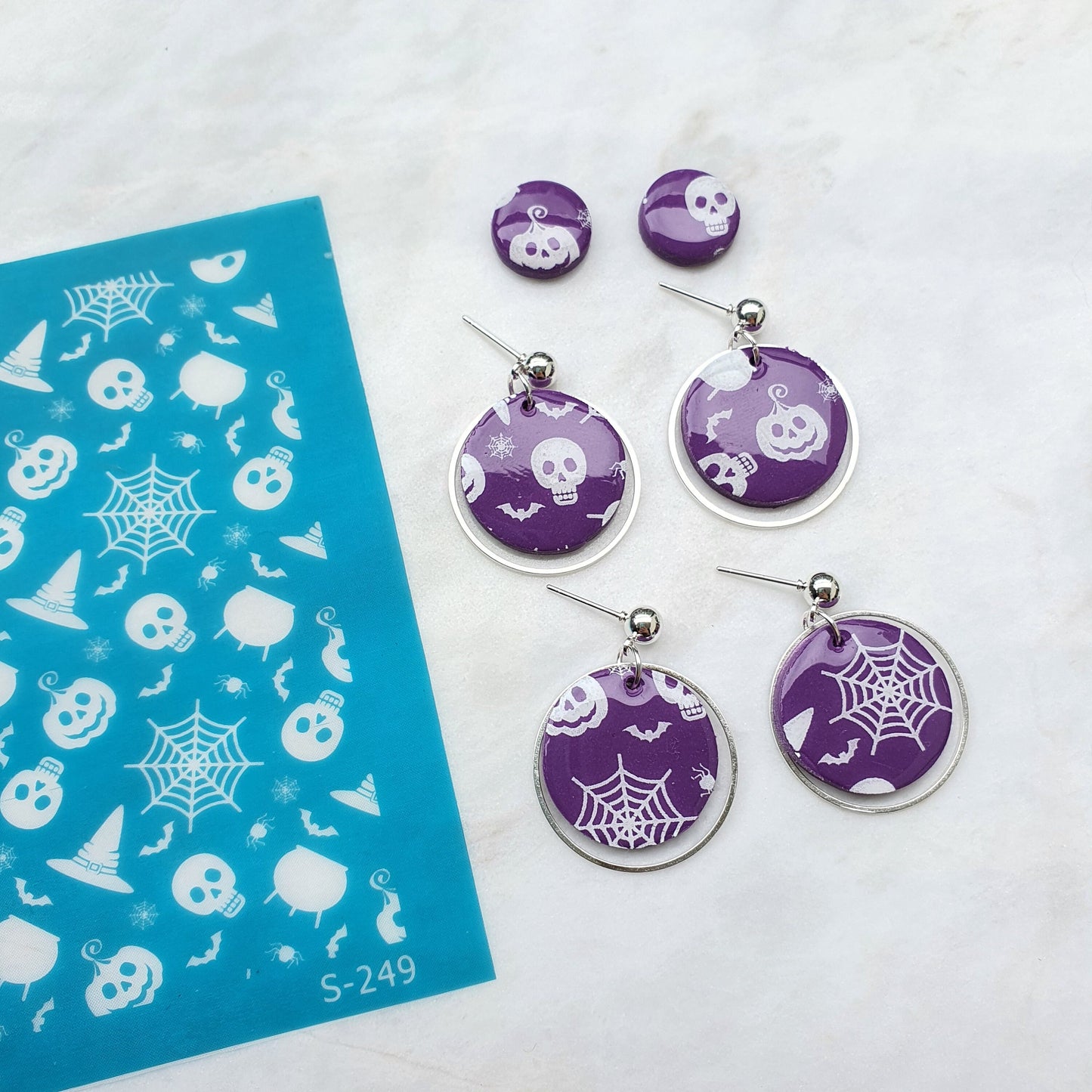 10 pcs set Silk screens stencils for polymer clay "Luxymolds" for Halloween earrings