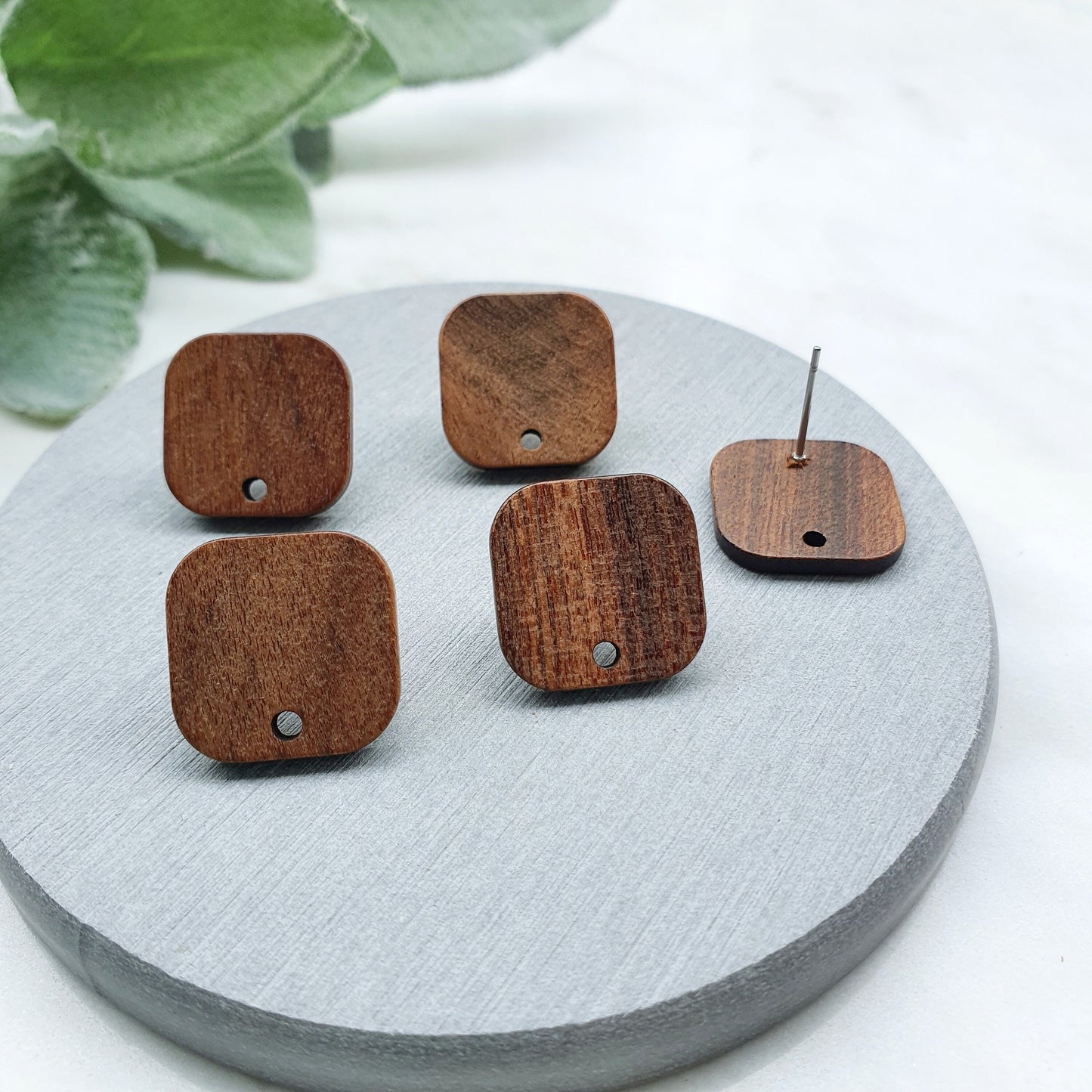 Wood Earring stud components Geometric studs Earrings findings DIY jewelry